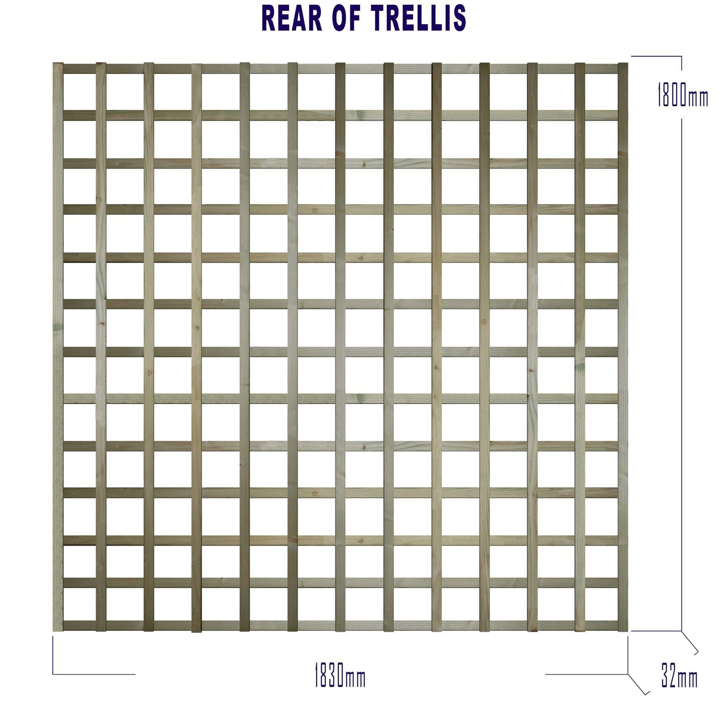 Premier Garden Standard Trellis Panels 120mm Squares Flat Design Width: 6ft (183cm) x Height: 6ft (180cm) Fence Panel Topper Wall Art Plant Growing Vine Trellis Panels