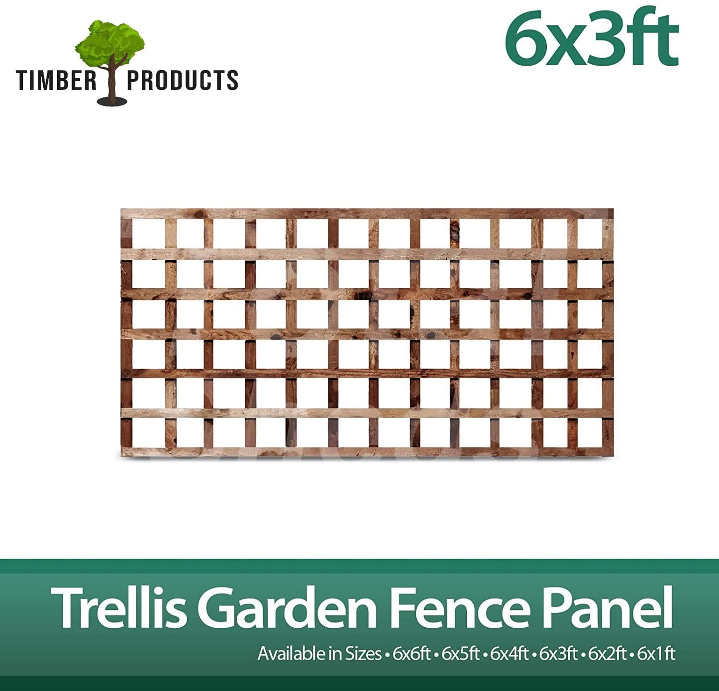 Timber Products (PACK OF 5) 6x3 Wooden Square Trellis Fence Panels (1.83m x 0.91m) 6ft x 3ft Lattice Trellis