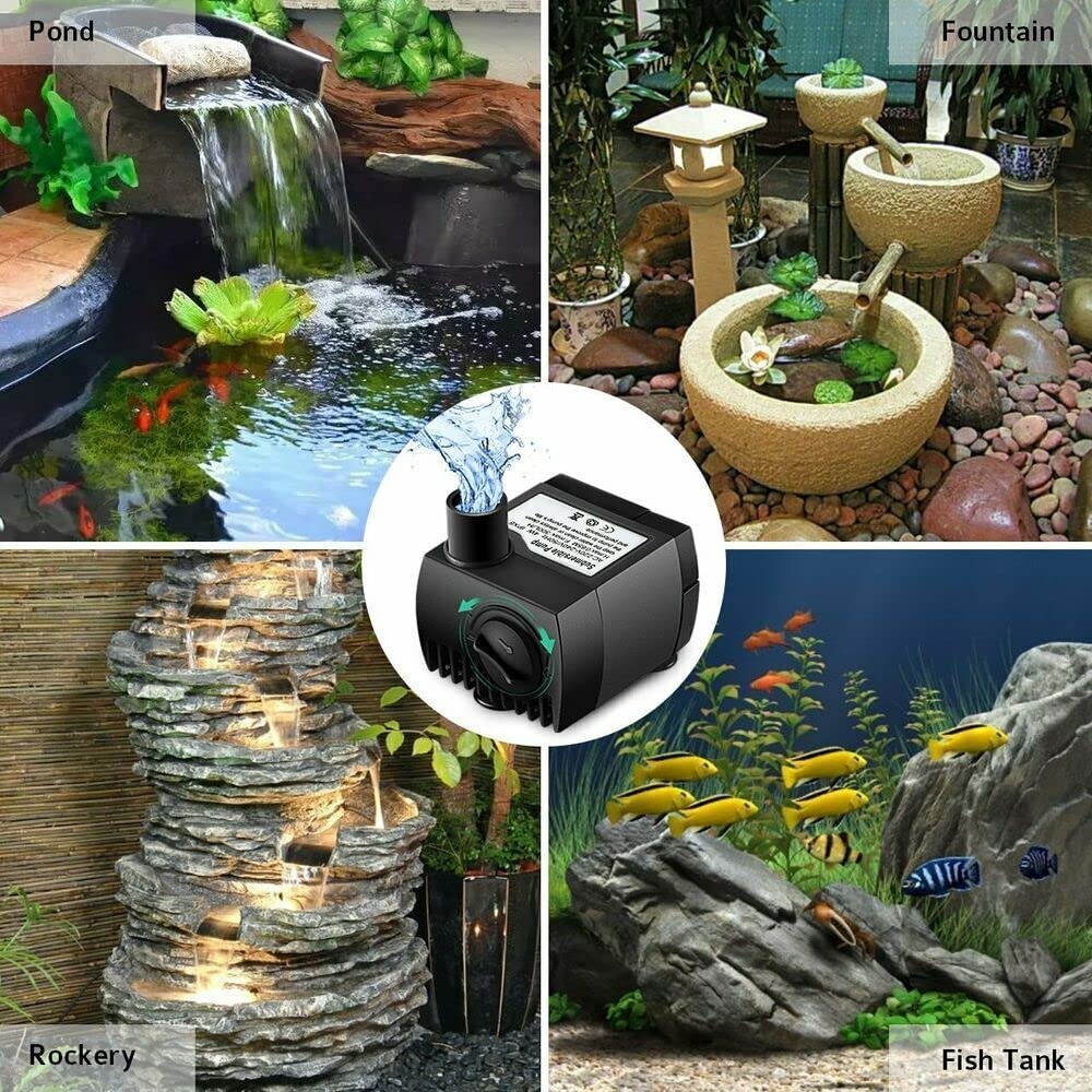 WEISIPU 300L/H Electric Water Feature Pump Small Quiet Fountain Pump for Indoor Garden Fish Pond Pet Aquarium Home Décor Fountain Submersible