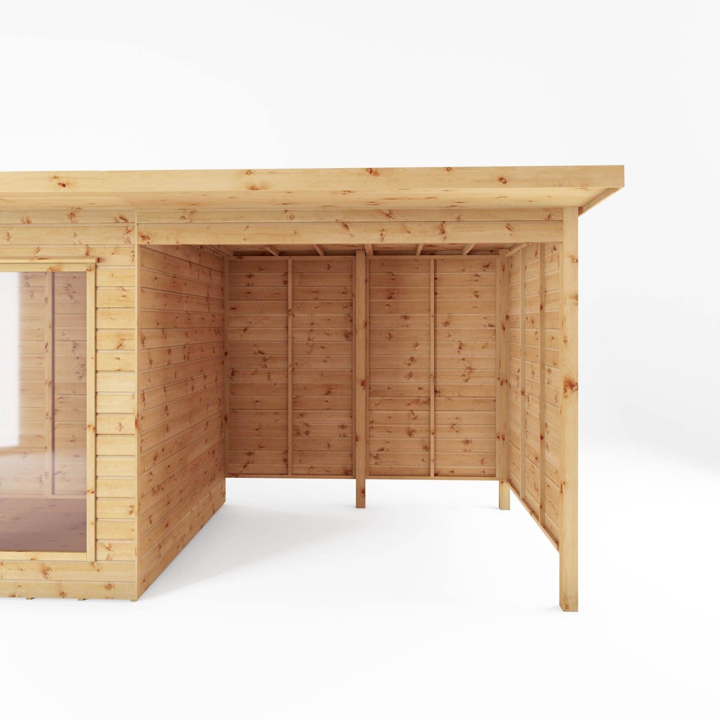 WALTONS 8 x 6 Maine Summerhouse | Pent Roof | Shiplap Tongue and Groove | Wooden Garden Room Summerhouse | 10 Year Anti Rot Guarantee | 8 x 6 8ft 6ft (10 x 6 Summerhouse - Patio Area (18 x 6))