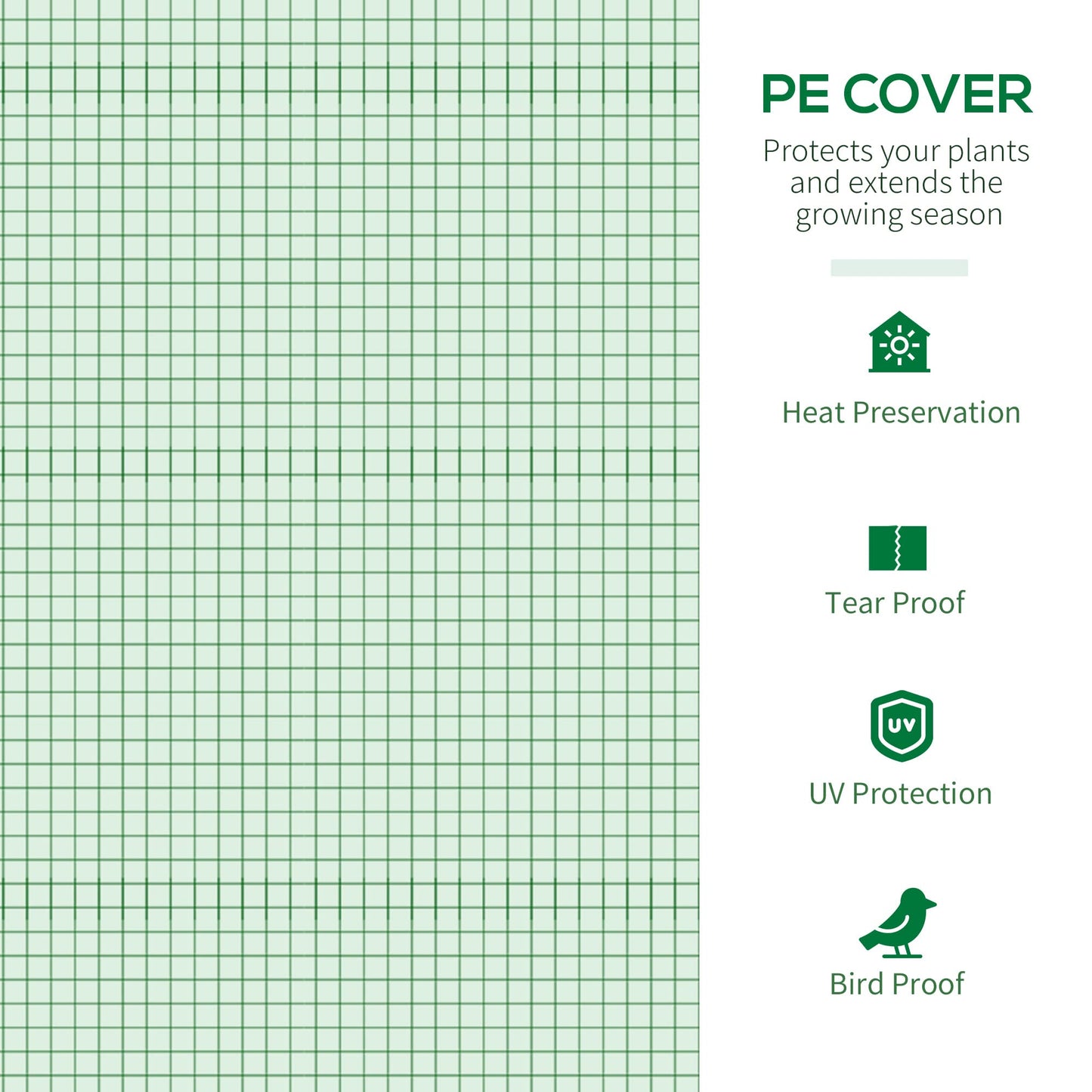 Outsunny Walk in Polytunnel Greenhouse, Tomato Greenhouse with Roll-up Window and Door, PE Cover, Steel Frame for Garden, 1.8 x 1.8 x 2 m, Green