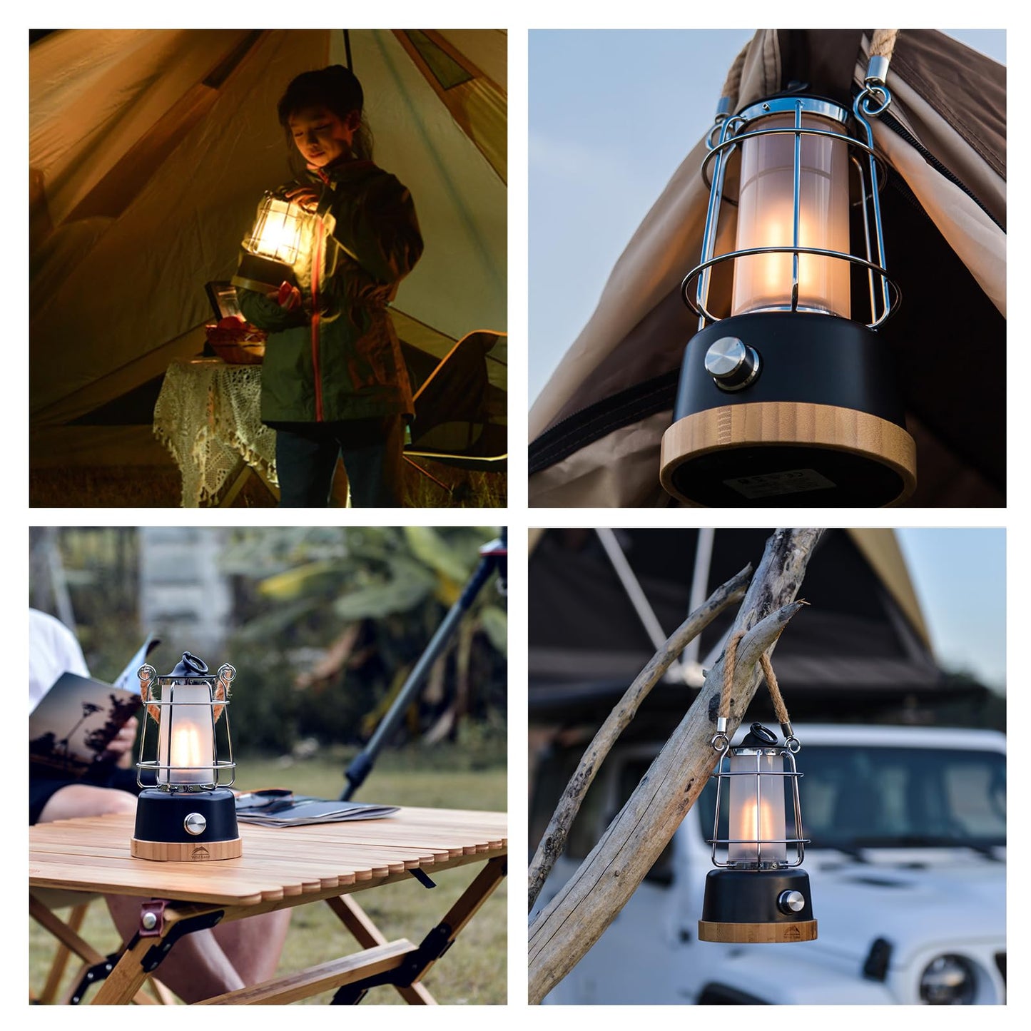 HARPER LIVING Rechargeable Camping Light, LED Retro Water Resistant Lantern, 5000mAh Power Bank, Dimmable Tent Light Rechargeable Lanterns for Living Room, Camping, Fishing, Hiking, Power cuts