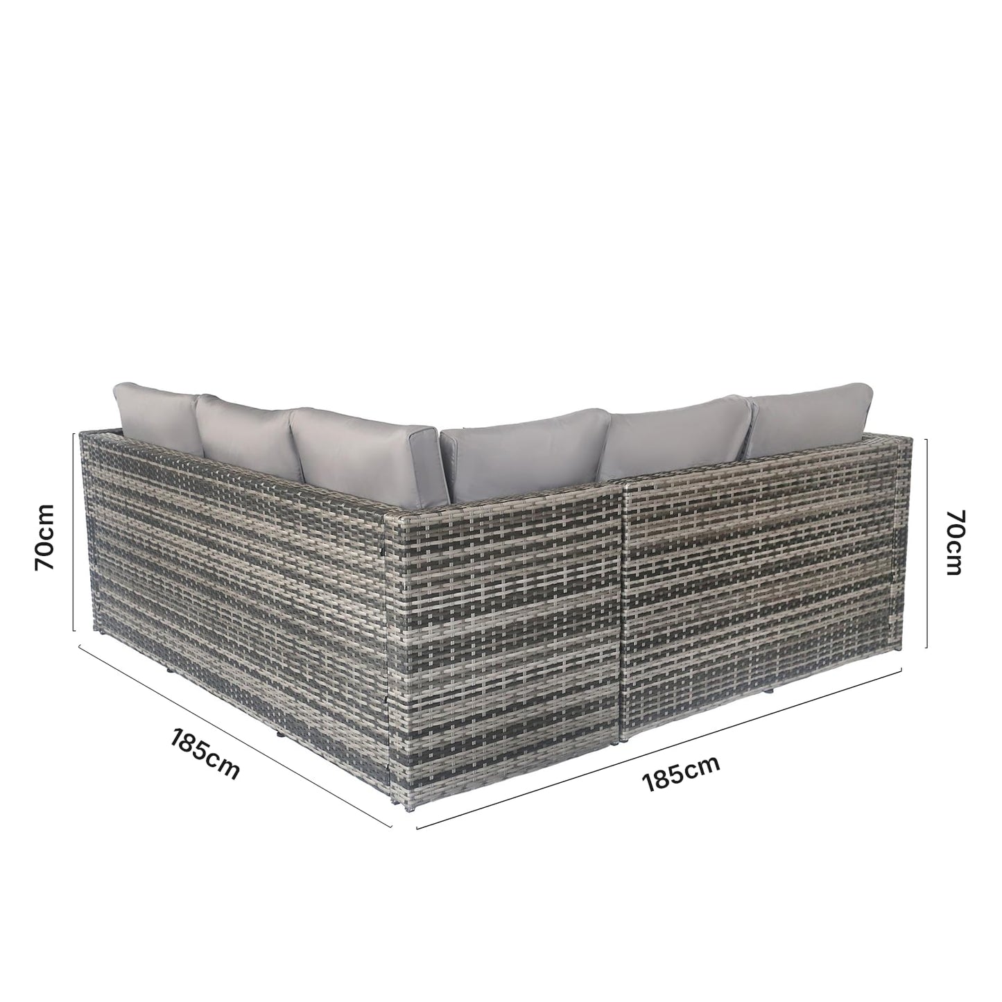 OHS Rattan Garden Furniture, 5 Seater Garden Corner Sofa with Table Set Outdoor Seating Patio Conservatory Wicker Table Soft Cushions - Grey