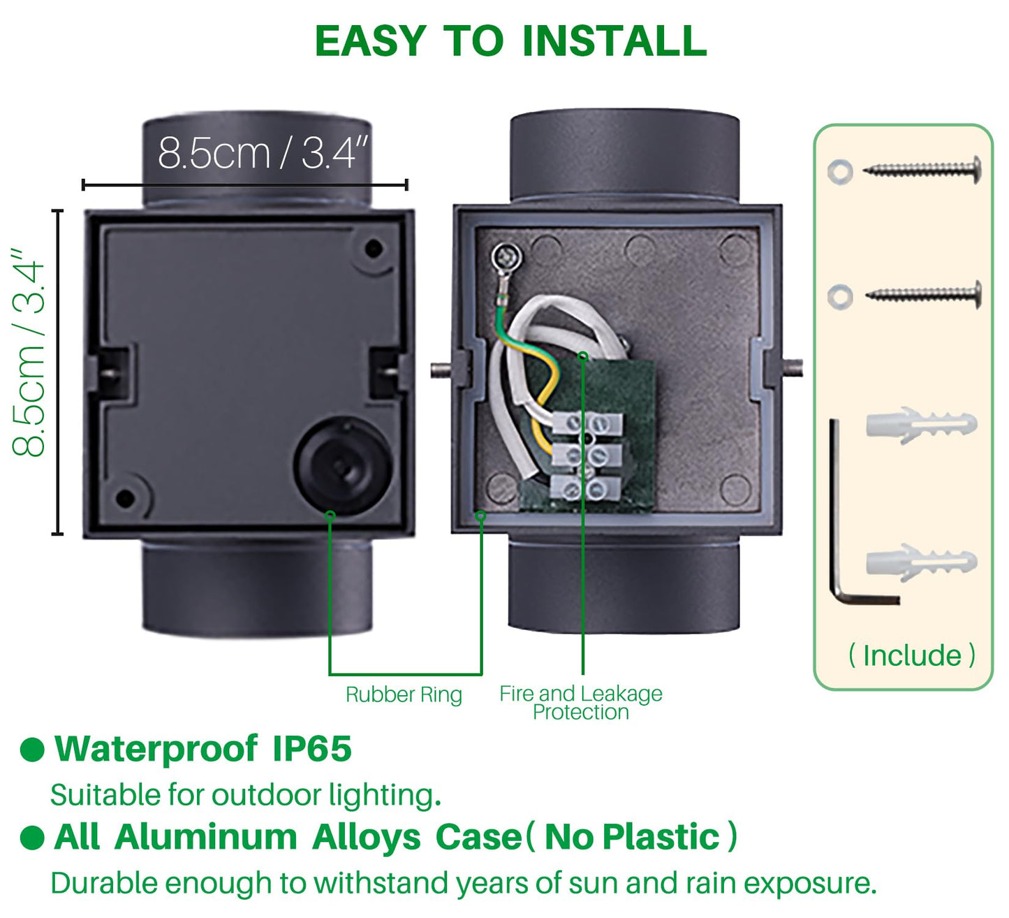 EBION Outdoor Wall Lights Mains Powered,IP54 Waterproof Up Down Lights Outdoor,GU10 Outside Lights Exterior Sconce,Aluminium Garden Wall Lamp for Front Door,Garage,Porch,Patio