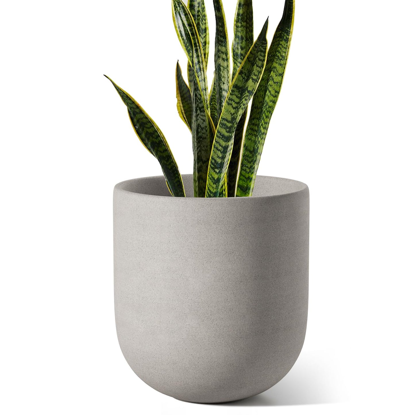 LE TAUCI 25 cm Plant Pot, Ceramic Pots for Plants with Drainage Holes and Rubber Plug, Plant Pots Indoor Outdoor for Home Garden Patio Office, Cylinder Flower Pot, Grey