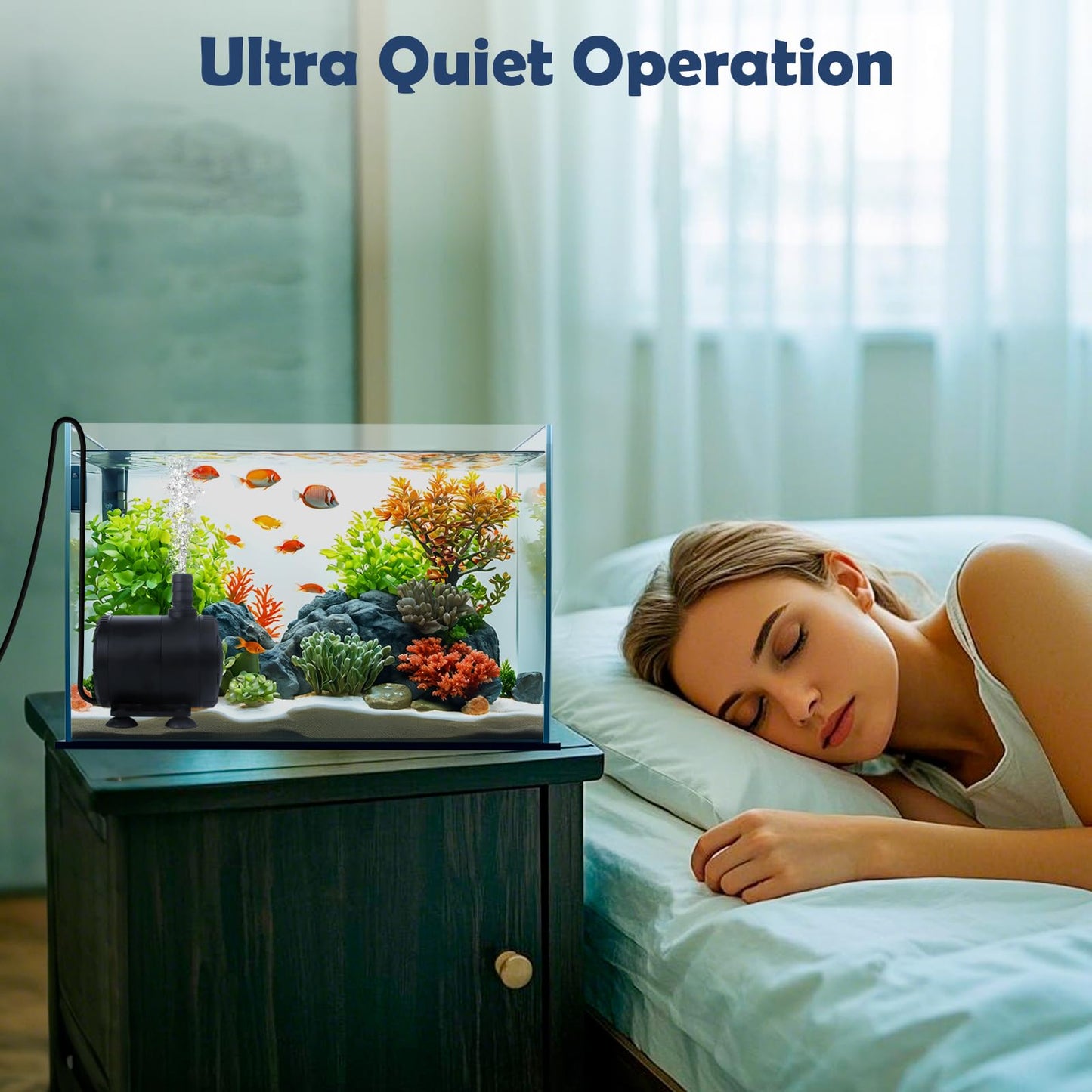 BAITAI Submersible Water Pump, 2000L/H 35W Ultra Quiet Aquarium Water Pump with Flow Control and Dry-Run Protection, Fountain Pump for Fish Tank, Pond, Hydroponics, and Water Features with 4 Nozzles