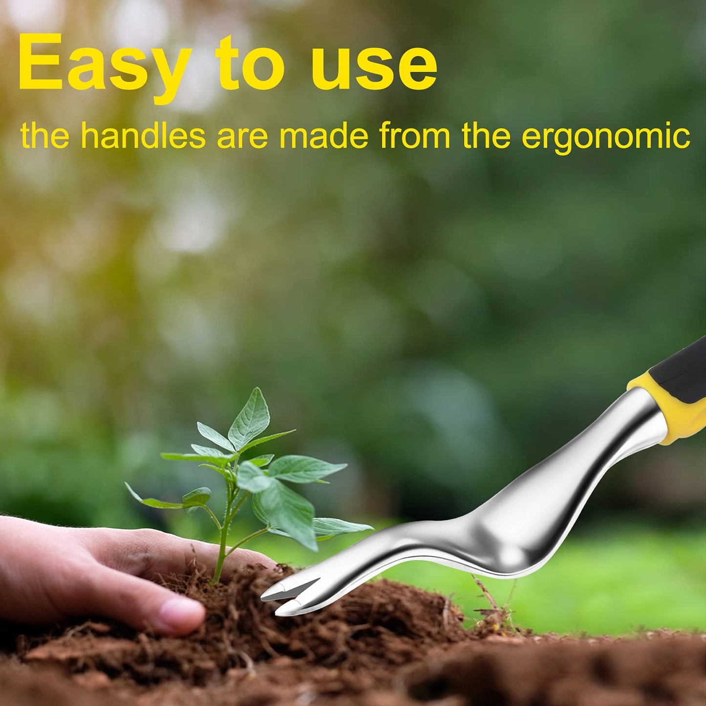 Garden Weeder Hand Weeding Tool Weed Removal Stainless Steel Handle Weed Deep Digger Grass Lawn Trimming Remover Fork Puller for Weeds Eradicate