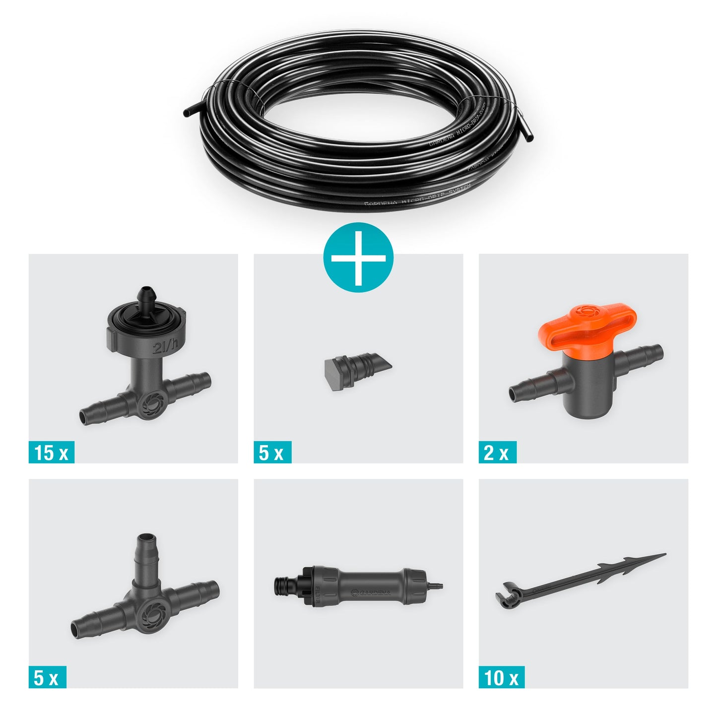 Gardena Micro-Drip-System Drip Irrigation Set Balcony (15 plants): Starter set, ready to use, water-saving irrigation system, simple & flexible connection technology (13401-20)
