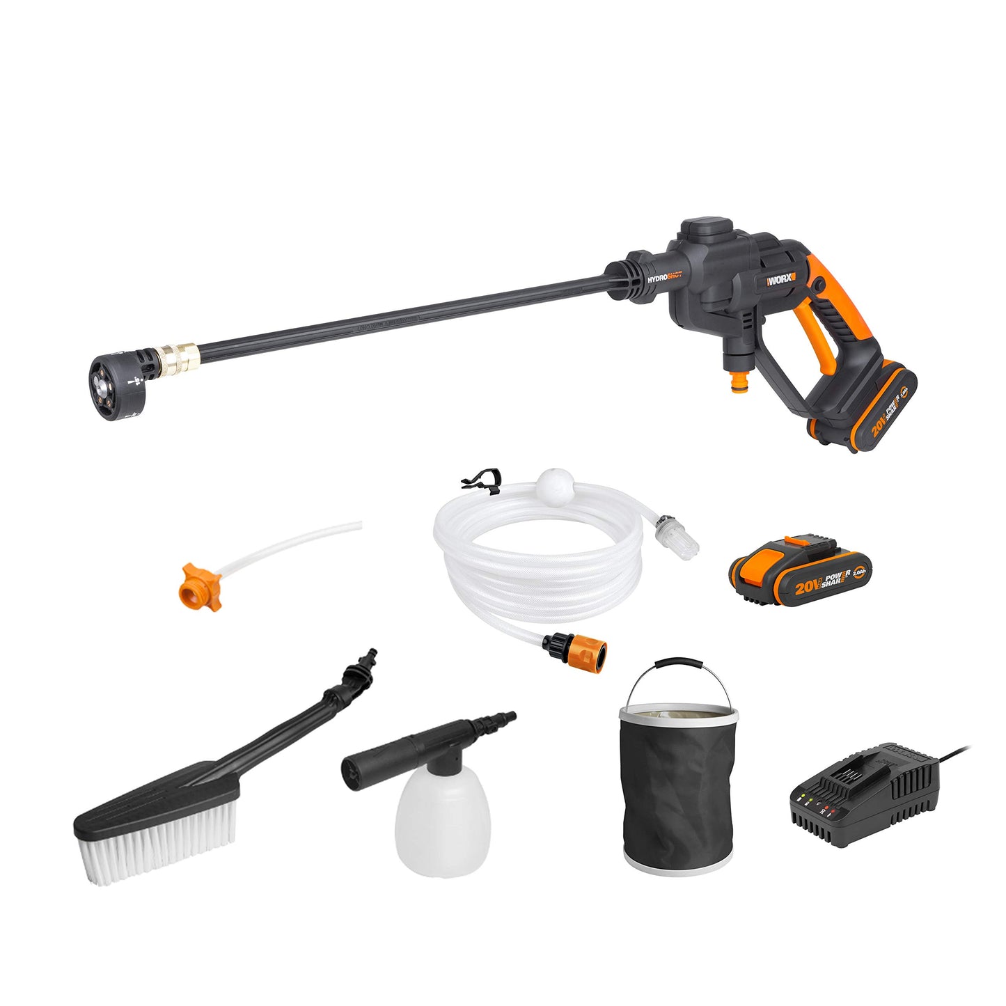 WORX WG620E.4 Hydroshot Cordless Portable Pressure Washer Cleaner Kit - Power Washer with 2 Batteries, Adjustable Pressure Settings for Garden, Patio, Car Wash & More, 320 PSI (22 Bar)