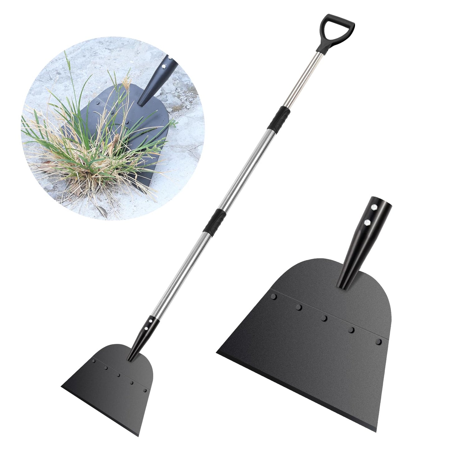 Garden Tools Weed Shovel with Adjustable Handle, Multifunctional Outdoor Garden Cleaning Shovel Scraper, Weed Remover Tool, Heavy Duty Ice Snow Removal Tool