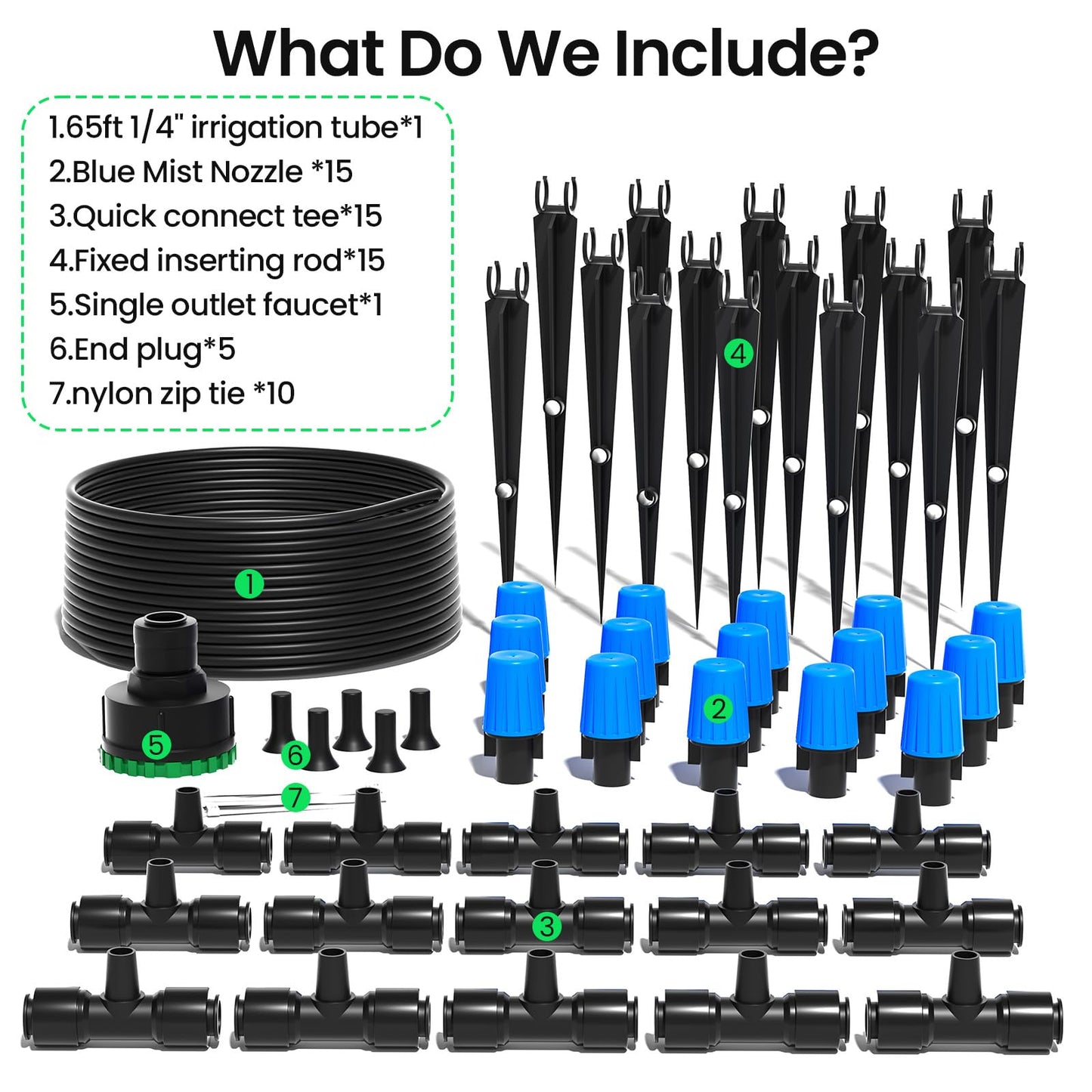 Upgrade Quick-Connect Irrigation System Kit, 65FT Automatic Garden Watering System, DIY Water Saving Drip Irrigation System for Garden/Lawn/Greenhouse