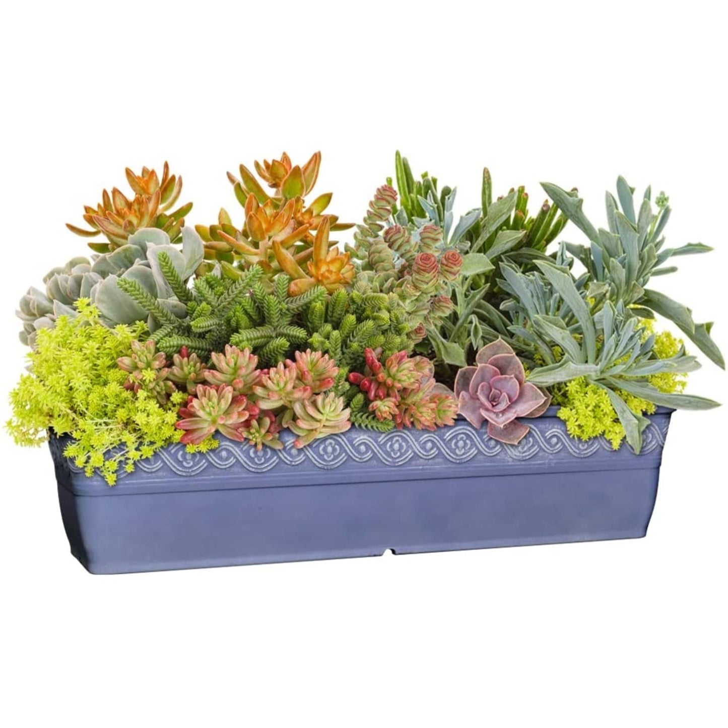 Classic Home and Garden Corinthian Resin Flower Pot Rectangle Planter, Slate, 18"