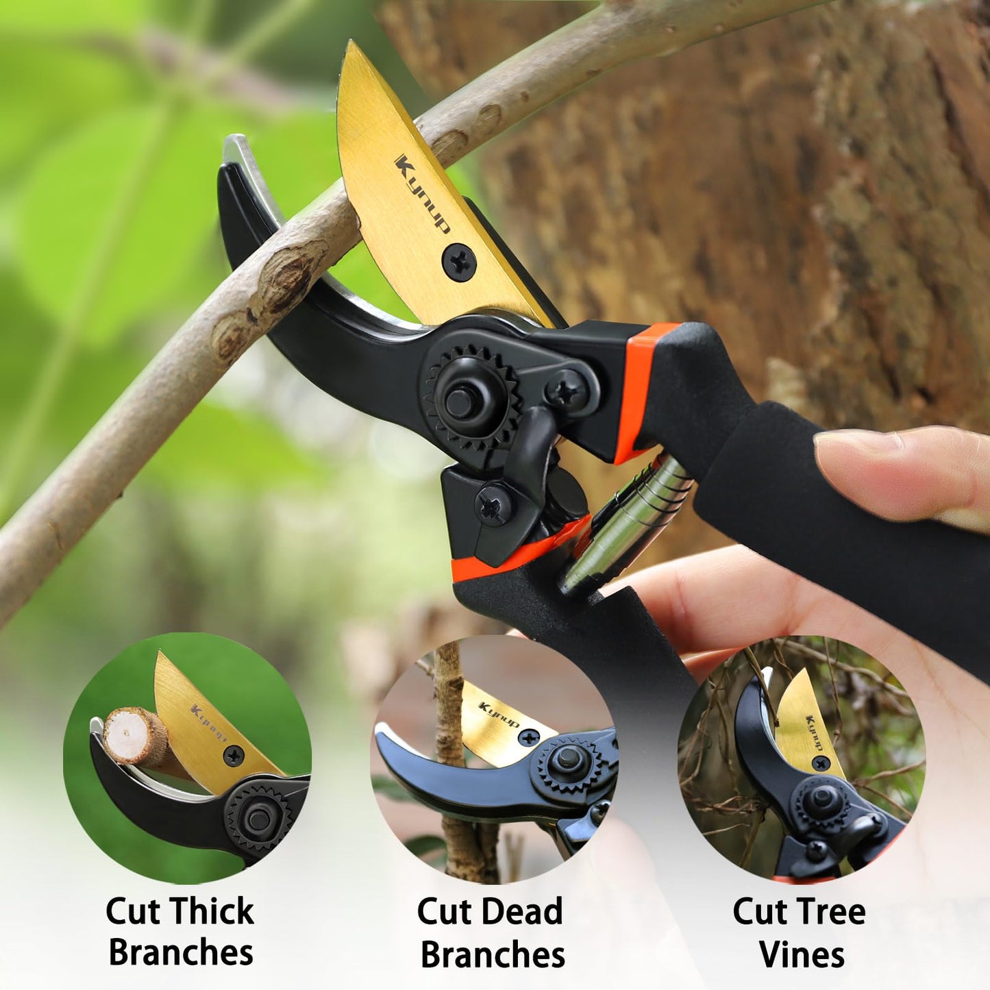 Kynup Garden Secateurs, 3 Pack Professional Secateurs Kit with Garden Gloves, Stainless Steel Sharp Pruner, Pruning Hand Tools Scissors Kit, Trimming Tool