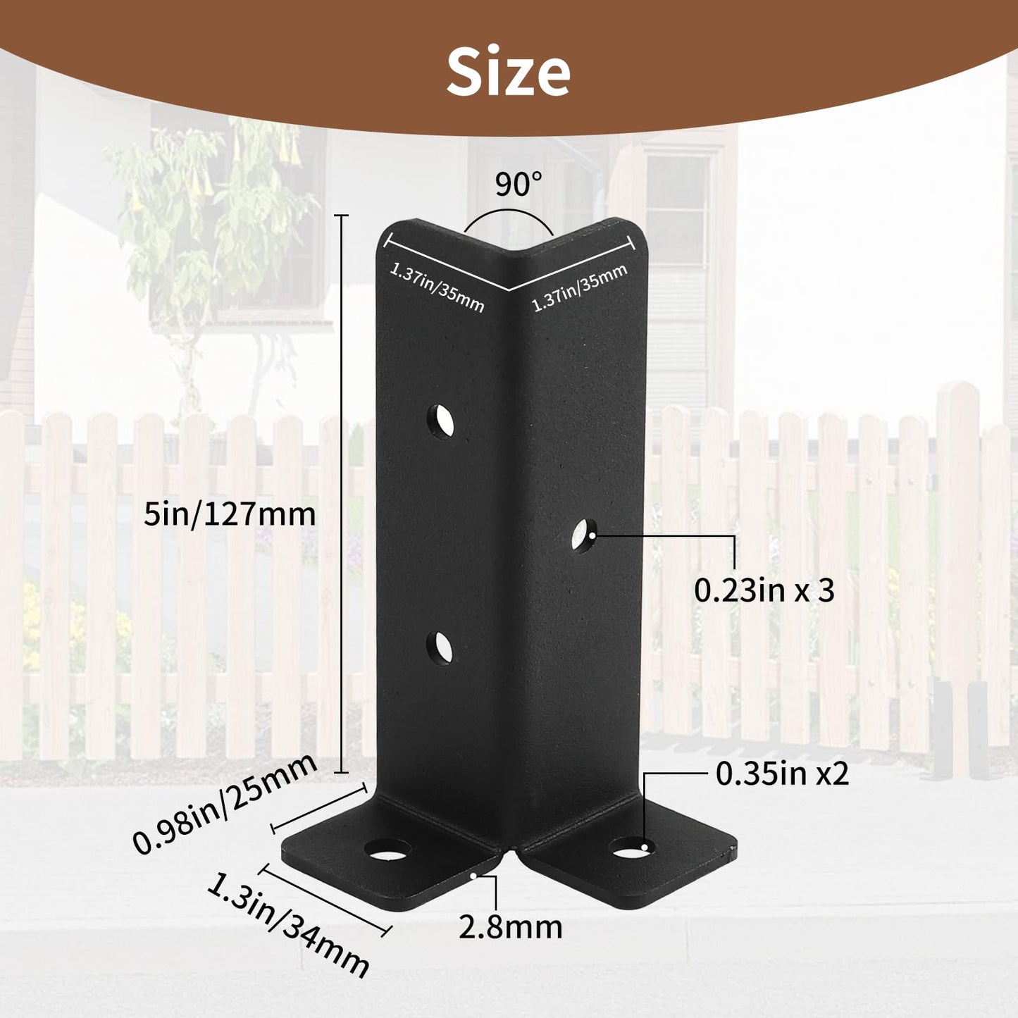 8 Pcs Fence Post Brackets, Metal Bolt Down Post Supports Adjustable Deck Post Anchor Brackets Fit 1.5x1.5,2x2,2x4,4x4 Post, Heavy Duty Fence Post Holder Support Base for Deck Railing Mailbox(2.8mm)