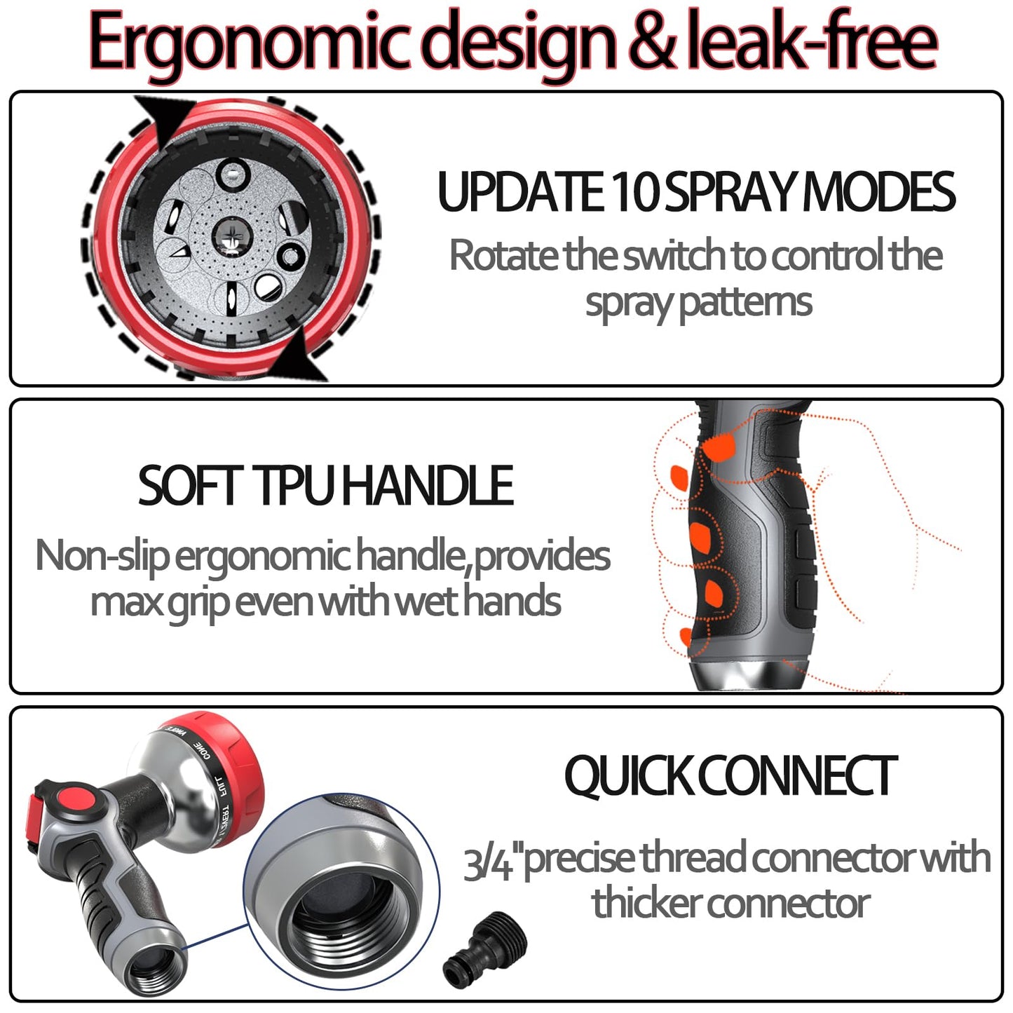 Hose Pipe Spray Gun 10 Adjustable Patterns Garden Hose Spray Gun Premium Hose Nozzle with Thumb Control Design Garden Hose Gun for Garden & Lawns