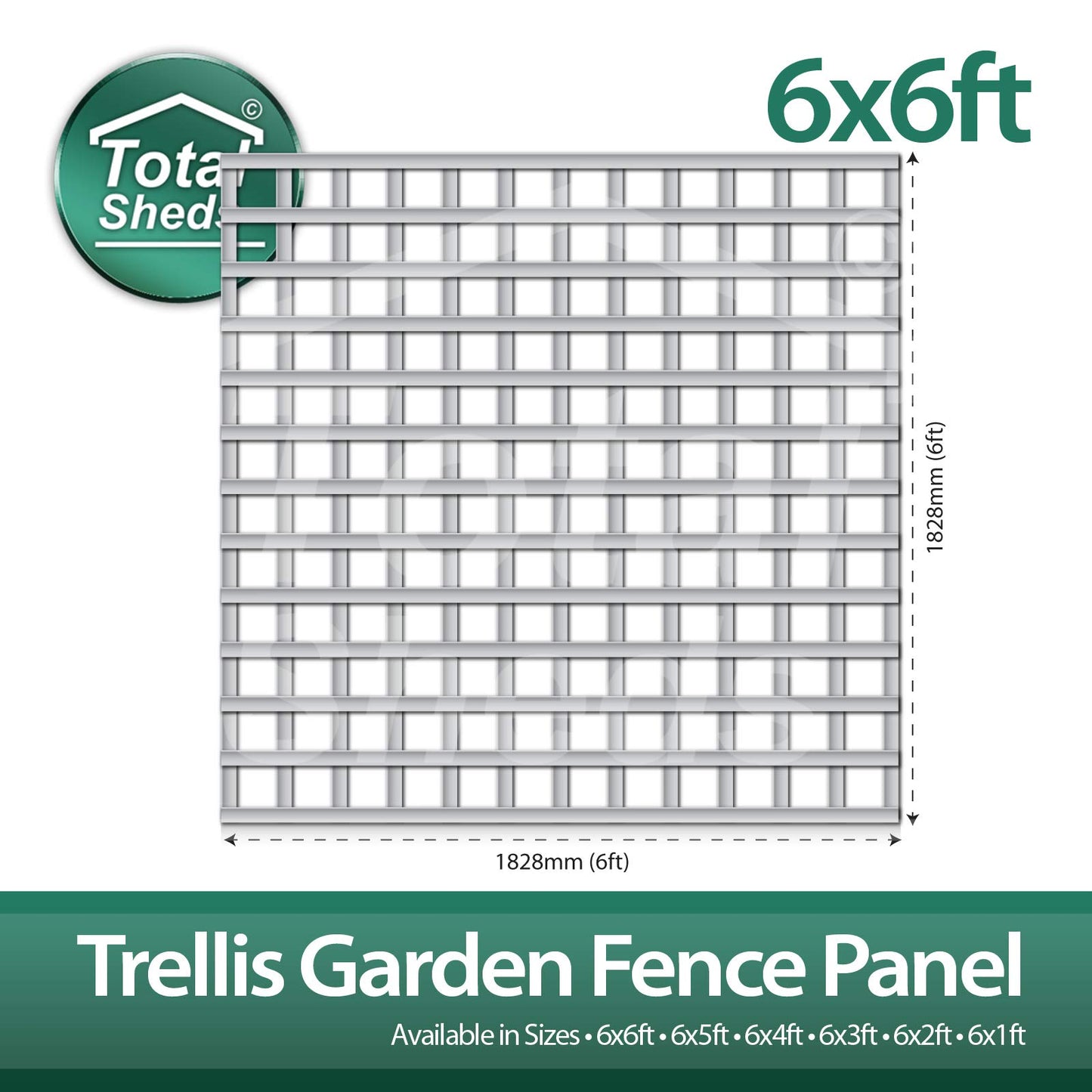Total Sheds 6x6 Pack Of x3 (1.83m x 1.83m) 6ft x 6ft Wooden Square Trellis Fence Panels