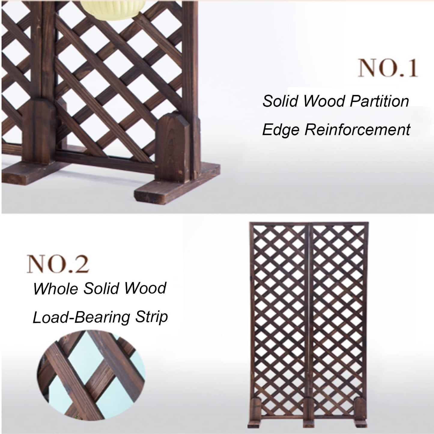 HHWEA Movable Fence Decorative Privacy Fence Square Trellis Panels Wooden Suitable As Privacy Fence Screen Decoration For Backdrop, Indoor, Outdoor, Home Office,60x150cm(23.6x59in)