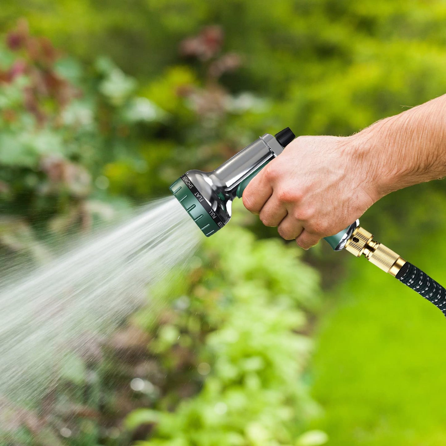 Hose Pipe Spray Gun Metal Garden Hose Nozzle with 9 Patterns Garden Hose Spray Gun for Hose Pipe for Watering Plants Washing Cars Pets