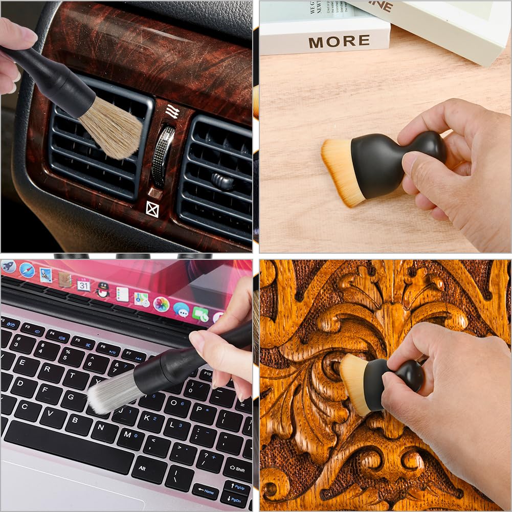 URAQT 5 PCS Car Detailing Brush Set, Car Brush Interior, Car Detailing Brushes Duster with Soft Bristles, Car Cleaning Brush Dust Removal Brushes Tool for Interior/Exterior Automotive Trim Wheel Rim