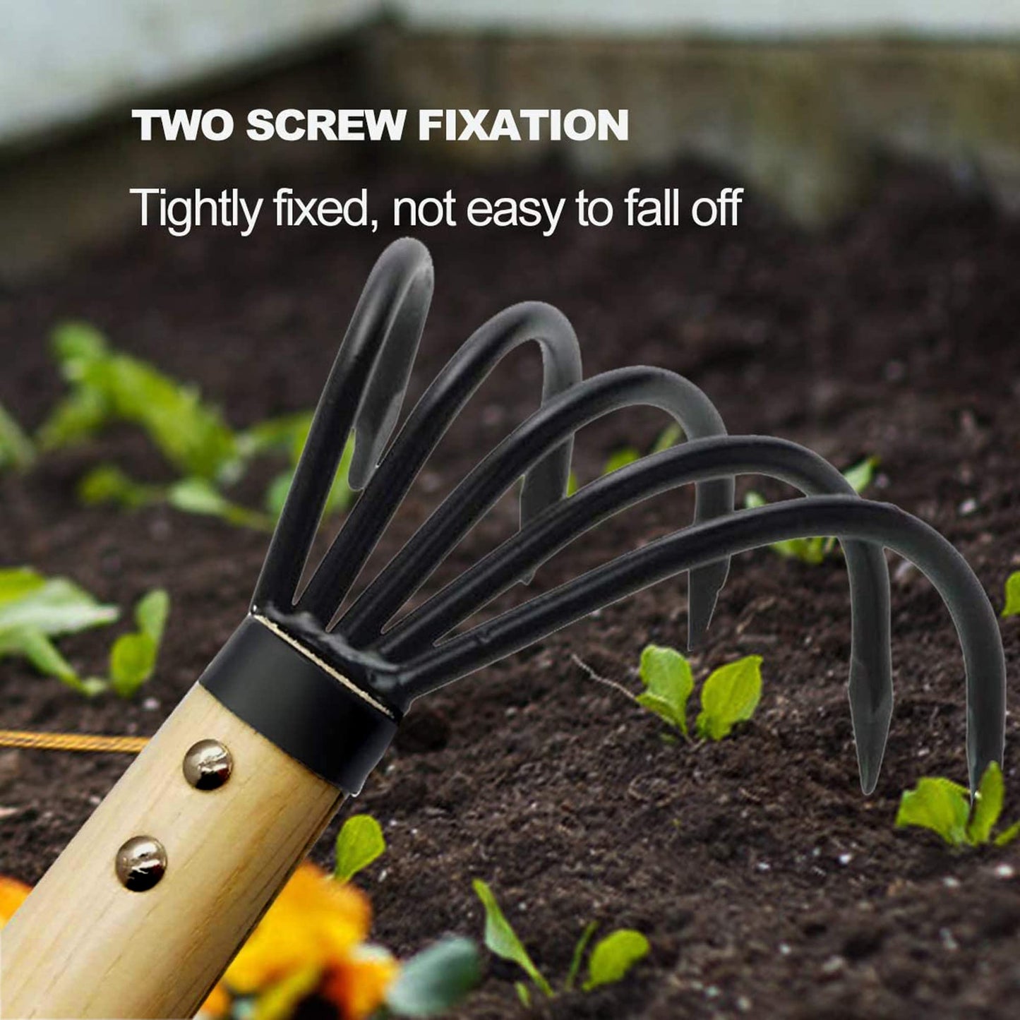 SHANFEEK Garden Rake Claw Landscape Dethatcher Thatching Rake for Digging Clam Shell Defoliation Weed Remover Tool Hoe Hand Tool for Garden Loose Soil-Aooka