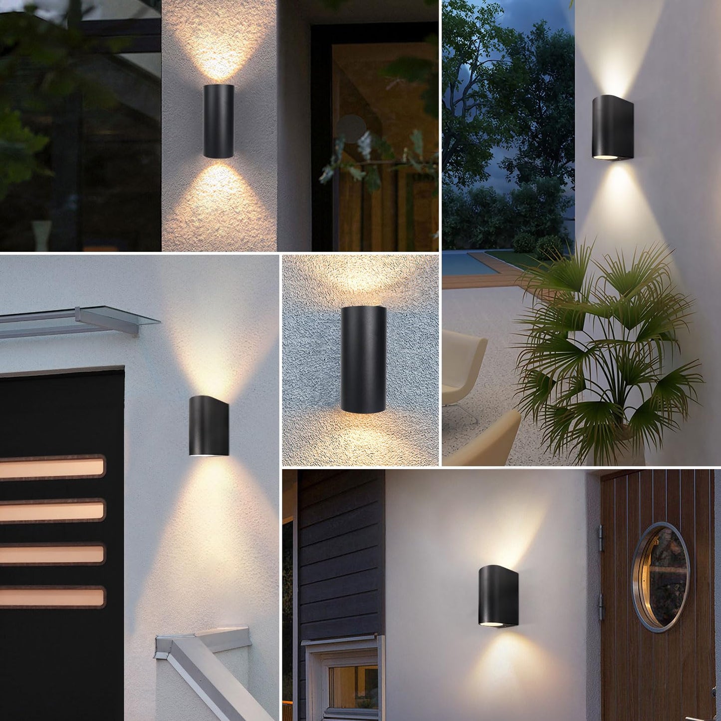 EXTRASTAR Outdoor Wall Lights, GU10 Base Up Down Exterior Wall Sconce, IP44 Waterproof Outside Wall Lights Aluminum Black for Garden, Patio, Garage, Porch, and so on（Bulbs not Include）