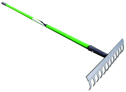 Green Blade BB-GR101 12-Teeth Carbon Steel Garden Rake with PVC Grip - Leaf green/brown