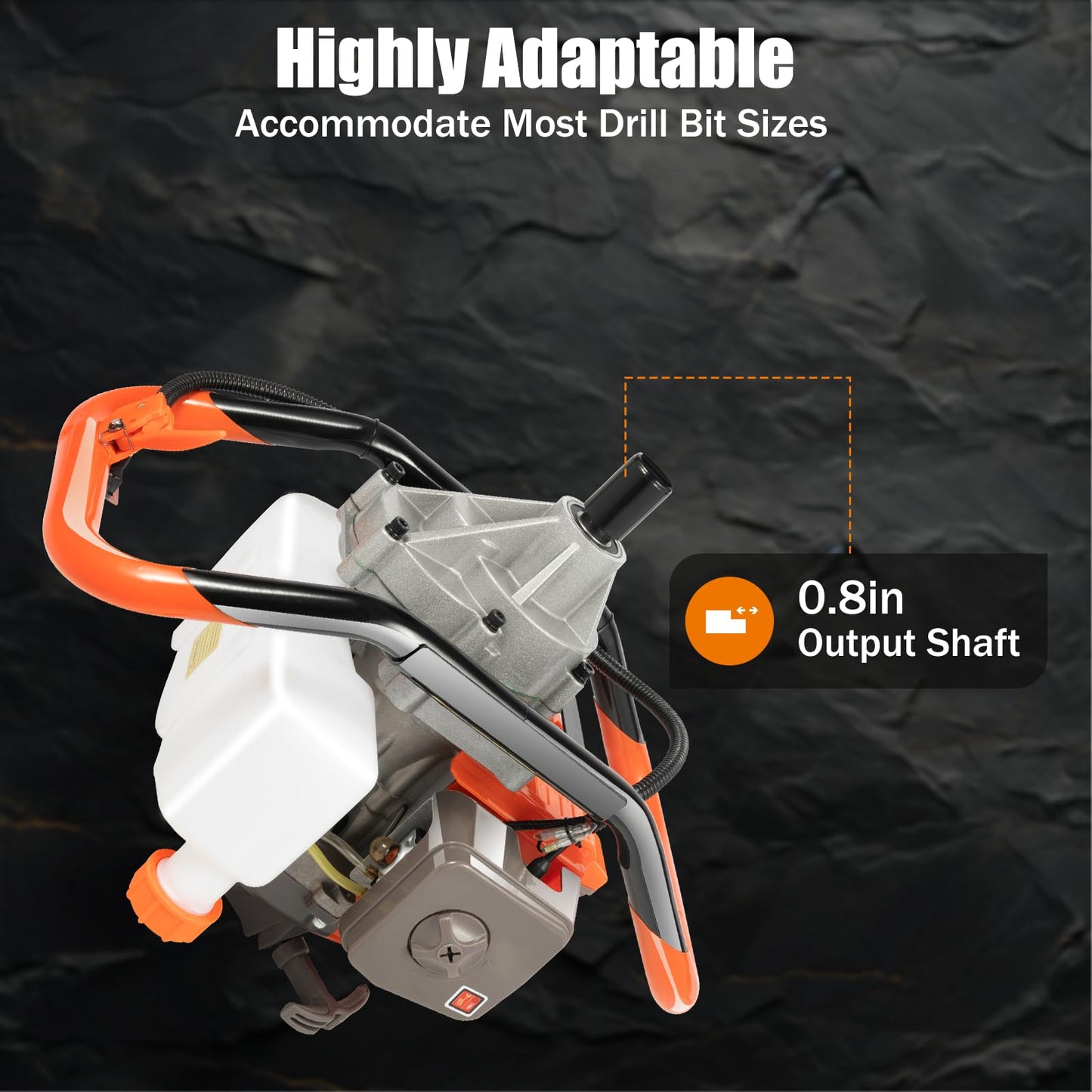 71cc 2-Stroke Petrol Earth Auger, Fence Posts 2.3 kW Petrol Drill (with 3 Bits) 100 mm 150 mm 200 mm, 2 Stroke Auger Post Hole Digger, for Digging Holes on Ice or Other Surfaces