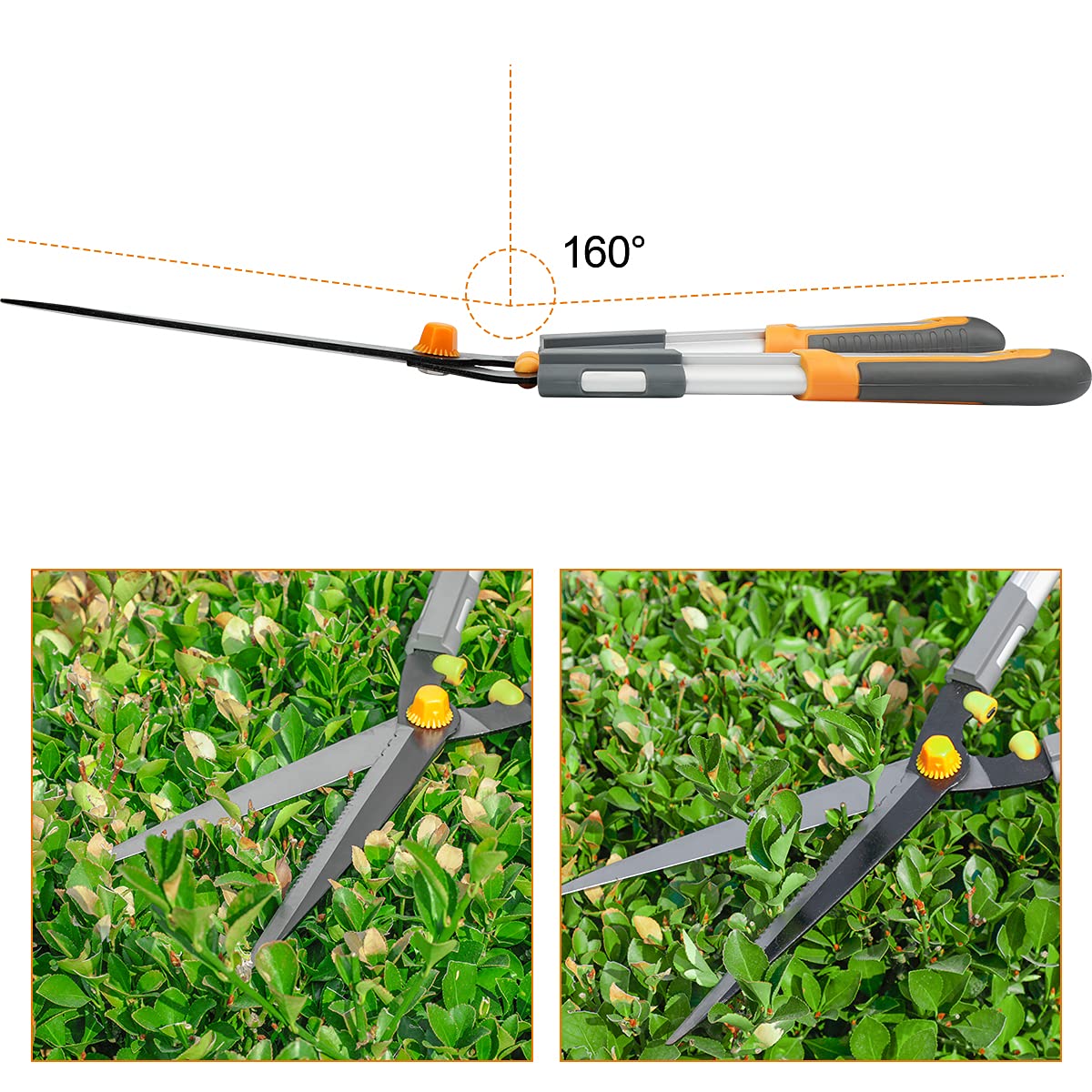AIRAJ Lightweight Hedge Shears(600mm),with Ergonomic Lightweight Anti-Slip Handles and Razor-Sharp Blades,Professional Garden Shears for Hedges, Shrubs and Bushes - Easy Cutting and Trimming