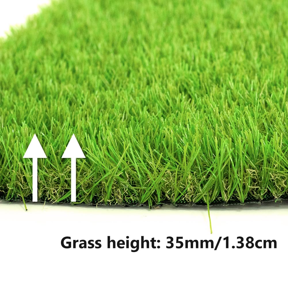 Petgrow Artificial Grass 35mm Realistic Turf Lawn Synthetic with Drainage Holes Dog Grass Mat Garden Backyard Patio Balcony (1M × 2M)