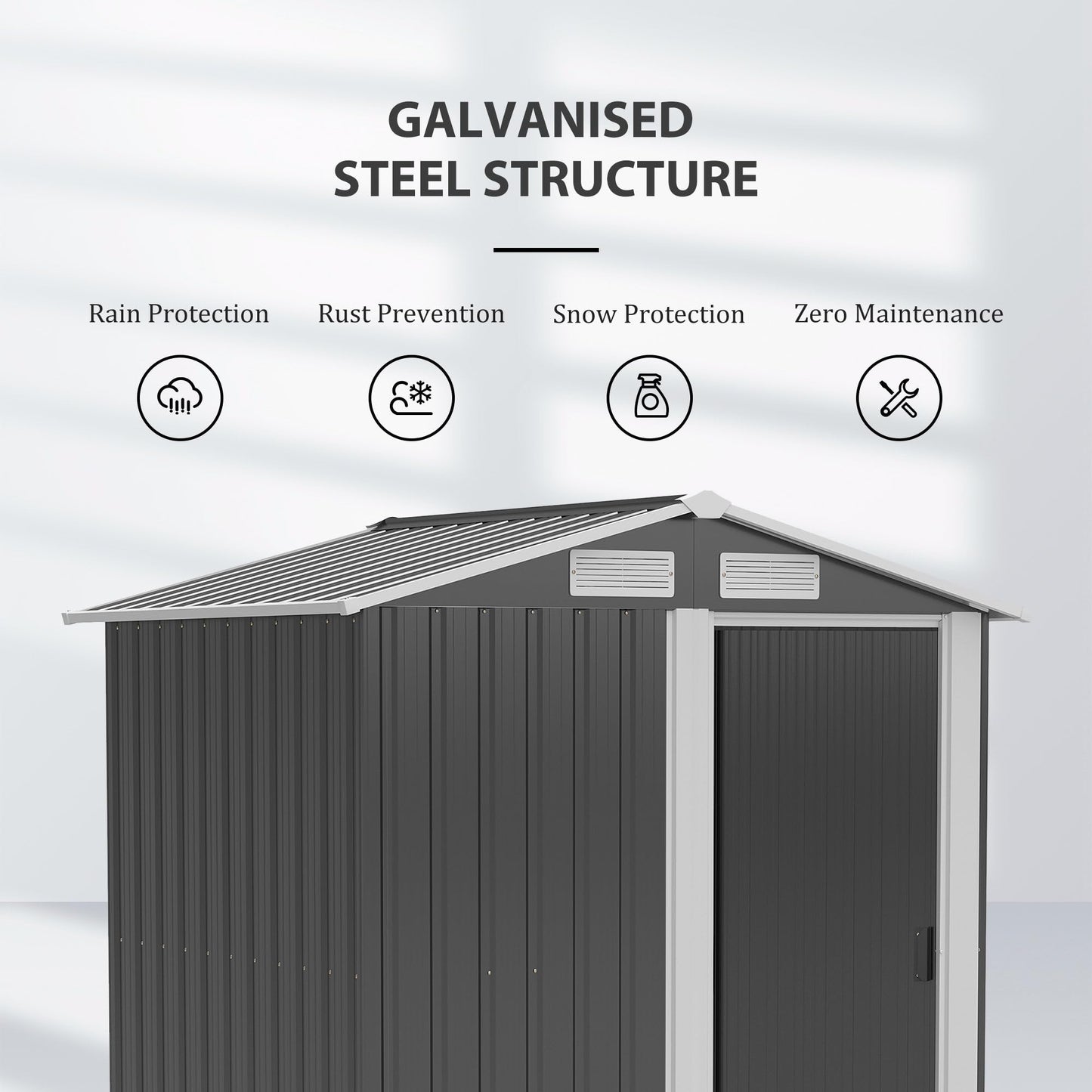 Outsunny 5ft x 4ft Garden Shed, Metal Tool Storage Shed with Sliding Door, Sloped Roof and Foundation Kit for Garden, Patio, Lawn, Grey