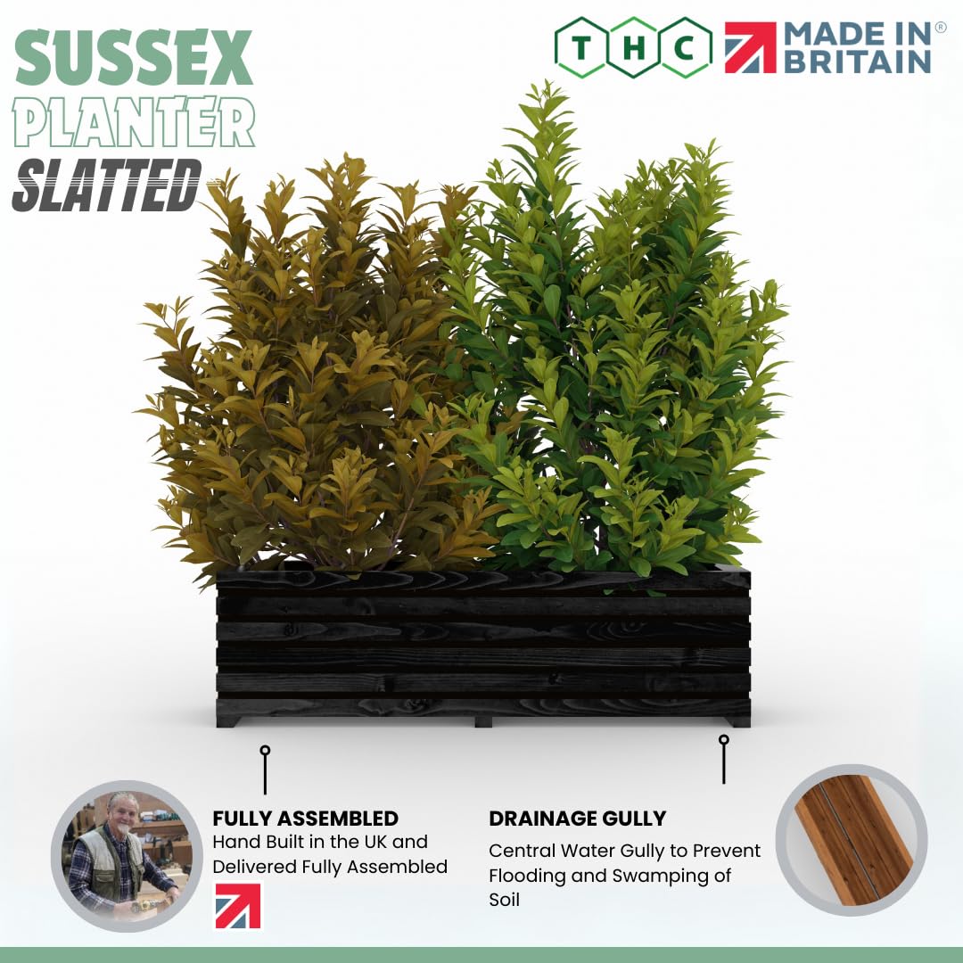 The Hutch Company Sussex Planters (3FT BLACK SLATTED)