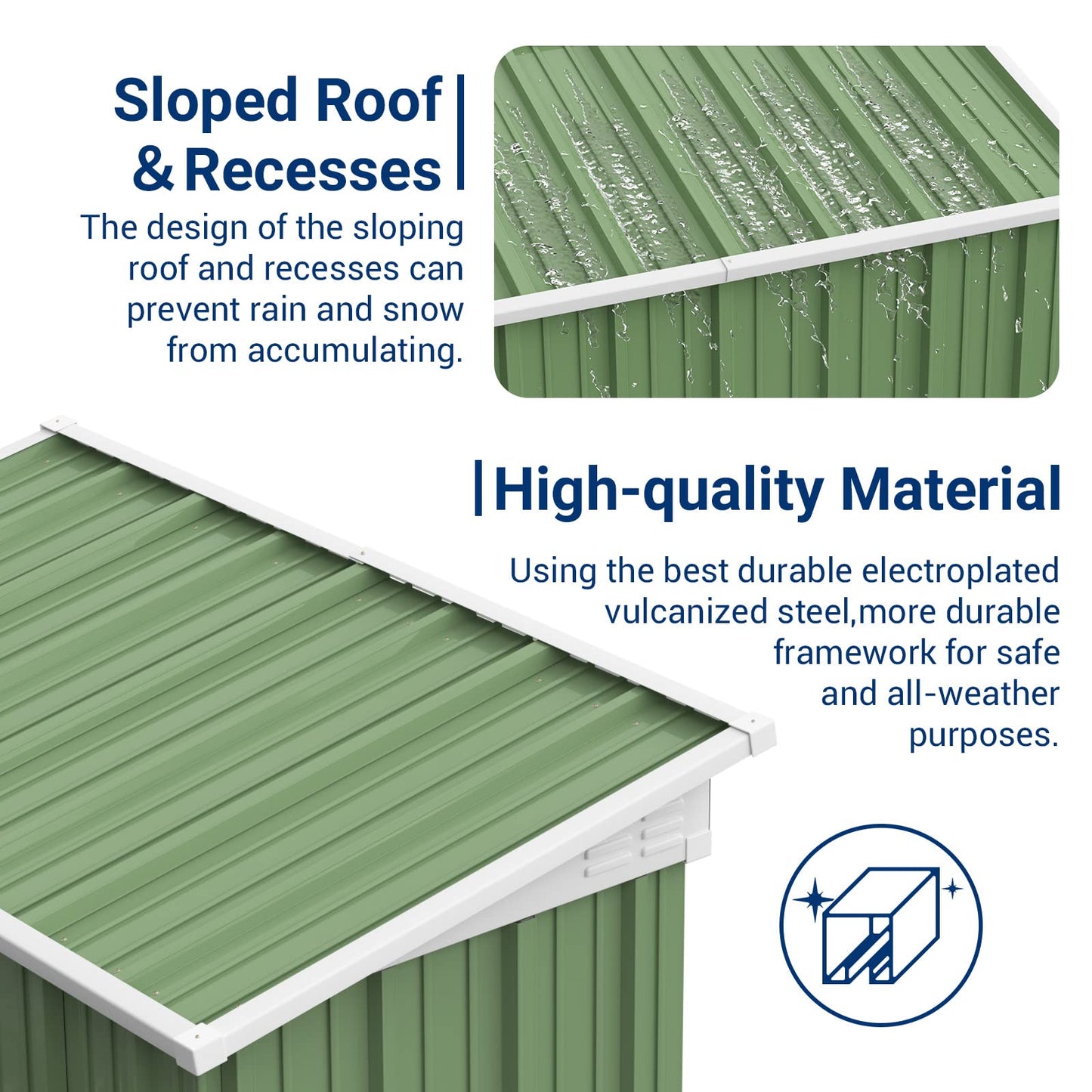 UDPATIO Metal Shed 5x3 FT Outdoor Storage,Garden Storage Shed for Firewood,Garbage Can,Tools,Lawnmower,Bike Shed Waterproof Log Store for Backyard Patio,Galvanized Steel with Lockable Door, Green