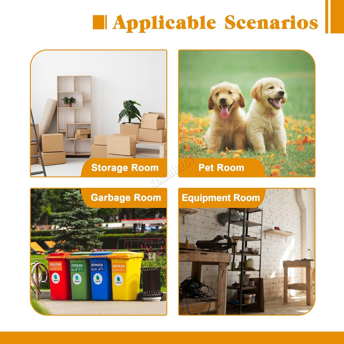 BIRCHTREE Garden Shed Steel Apex Roof House Outdoor Backyard Storage With Lockable Double Doors Window Free Foundation Tool Equipment Organizer Air Vents 10x8FT Grey