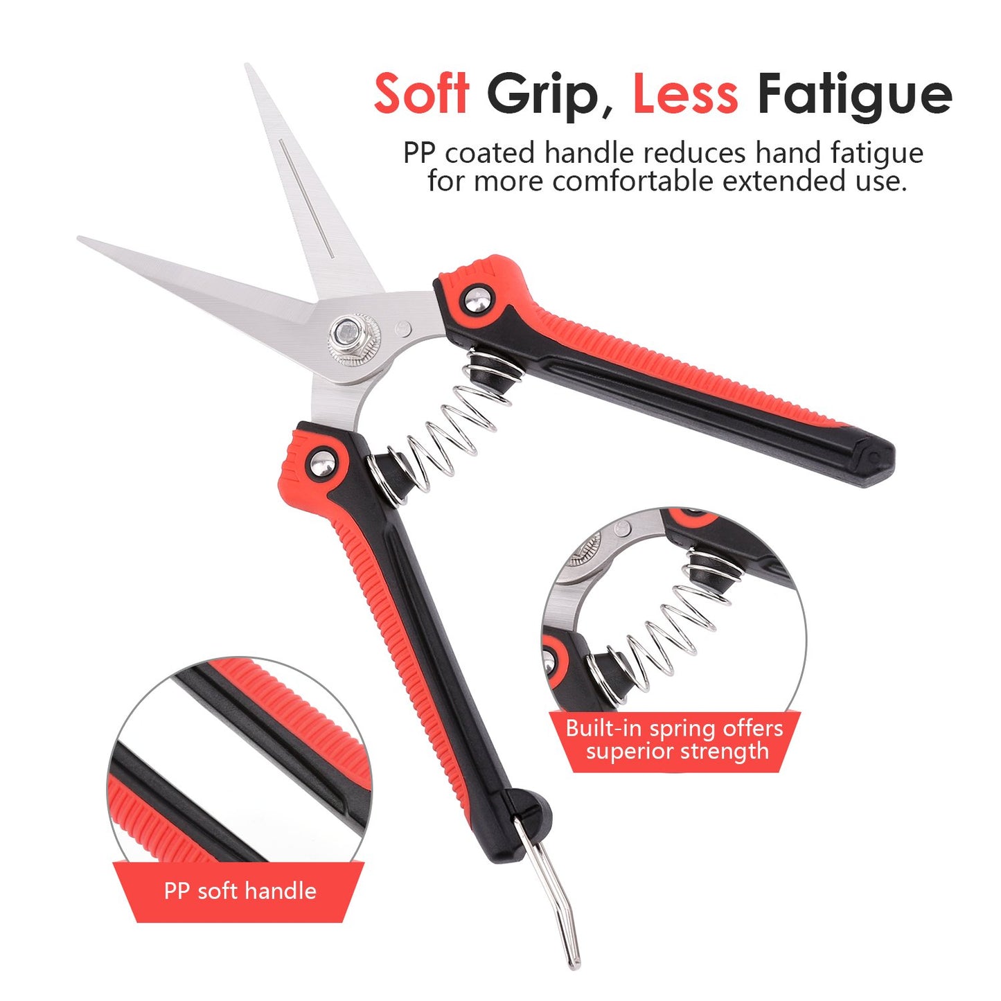 Housolution Pruning Shears, Secateurs, Heavy Duty Stainless Steel Gardening Hand Pruner Pruning Shear Ultra Sharp Multi-Purpose Garden Scissors for Fruit Picking, Trimming Plants Flowers, Black&Red