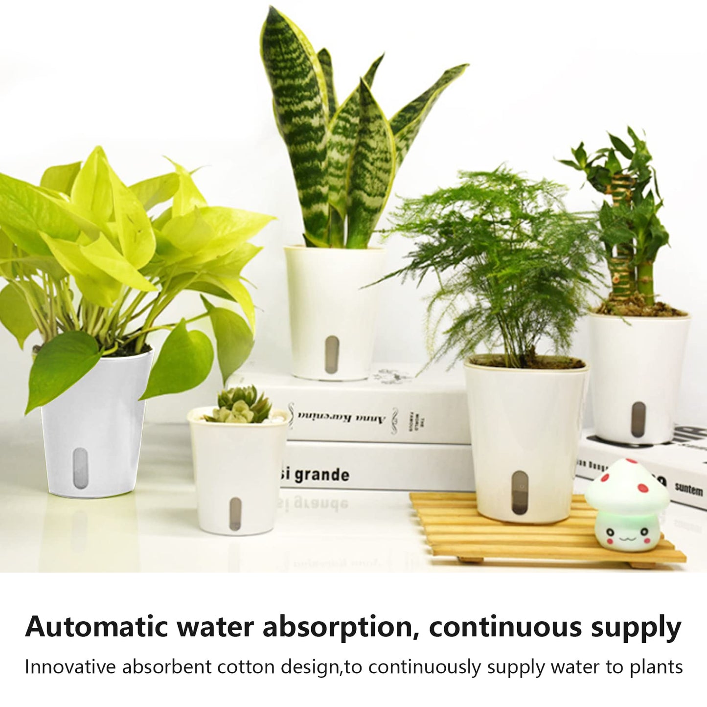 WMLBK Self-Watering Plant Pots Indoor,10 Pcs Plastic Self Watering Flower Pots with Drainage Holes Sauce,for Indoor Outdoor Balcony Windowsill Plants Flowers (12.5cm)