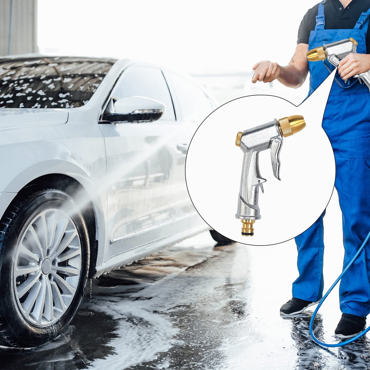 Heavy Duty Metal Garden Hose Nozzle 100% Heavy Duty Metal Water Gun Garden Hose Spray Gun Hose Spray Gun Metal for Car & Pet Washing, Plants Watering, Lawn and Garden Cleaning