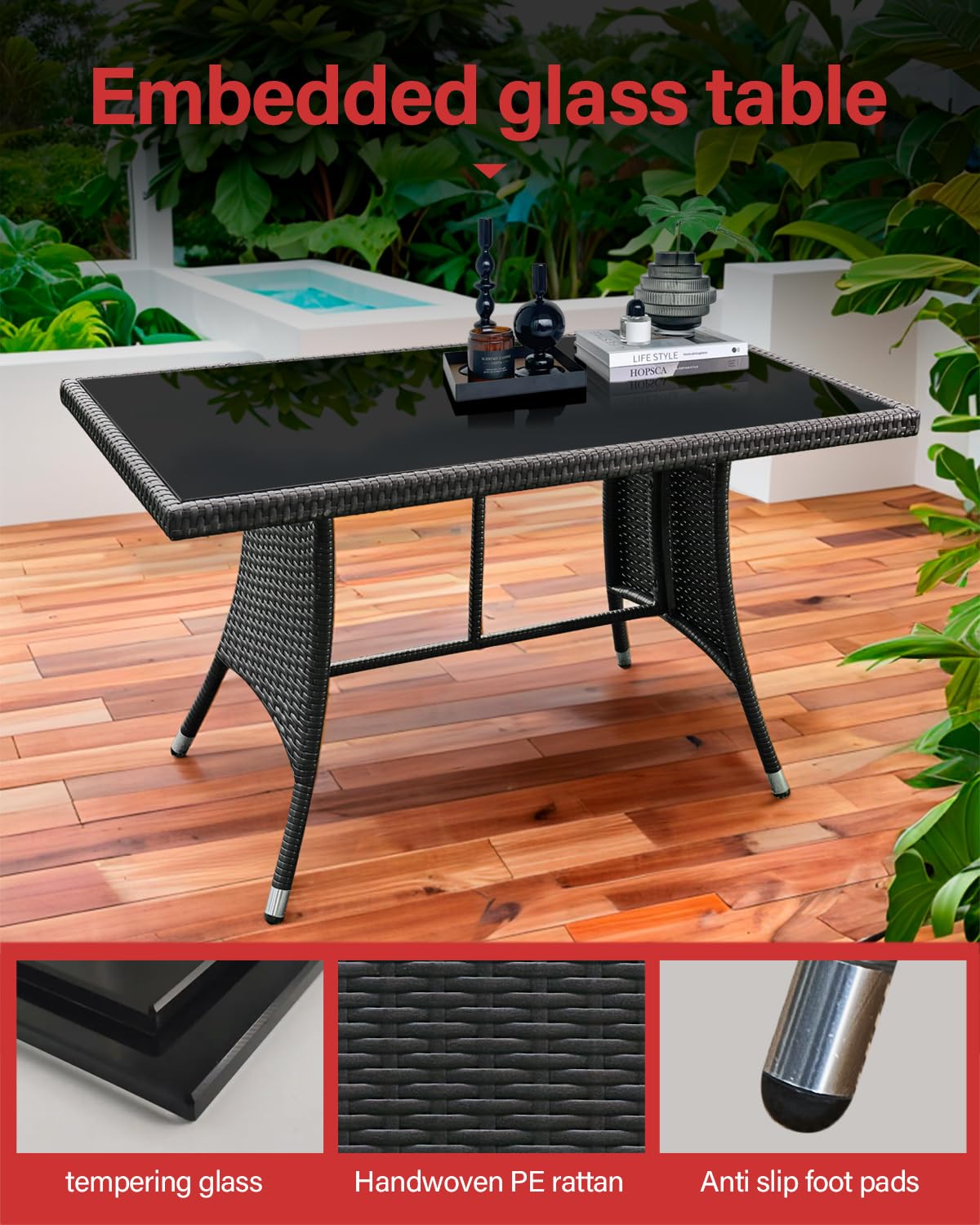 AFURNI 9-Seat Rattan Garden Corner Sofa & Dining Set