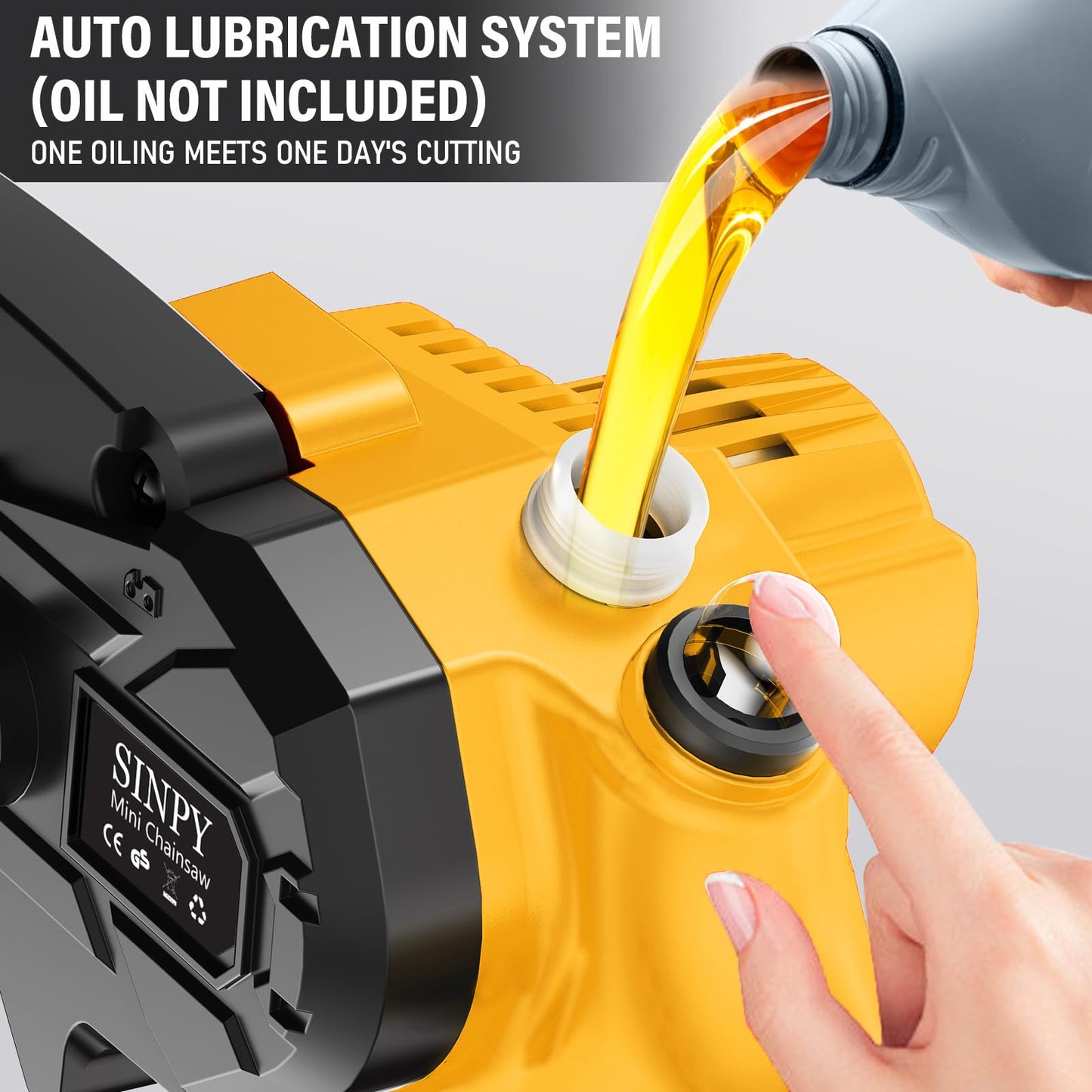 SINPY Gifts for Men Mini Chainsaw Cordless 6 Inch with 2 Battery and Quick Charger, Chainsaw Electric Small Chain Saw with Oiler System and Security Lock for Wood Cutting Stocking Stuffers for Men Dad