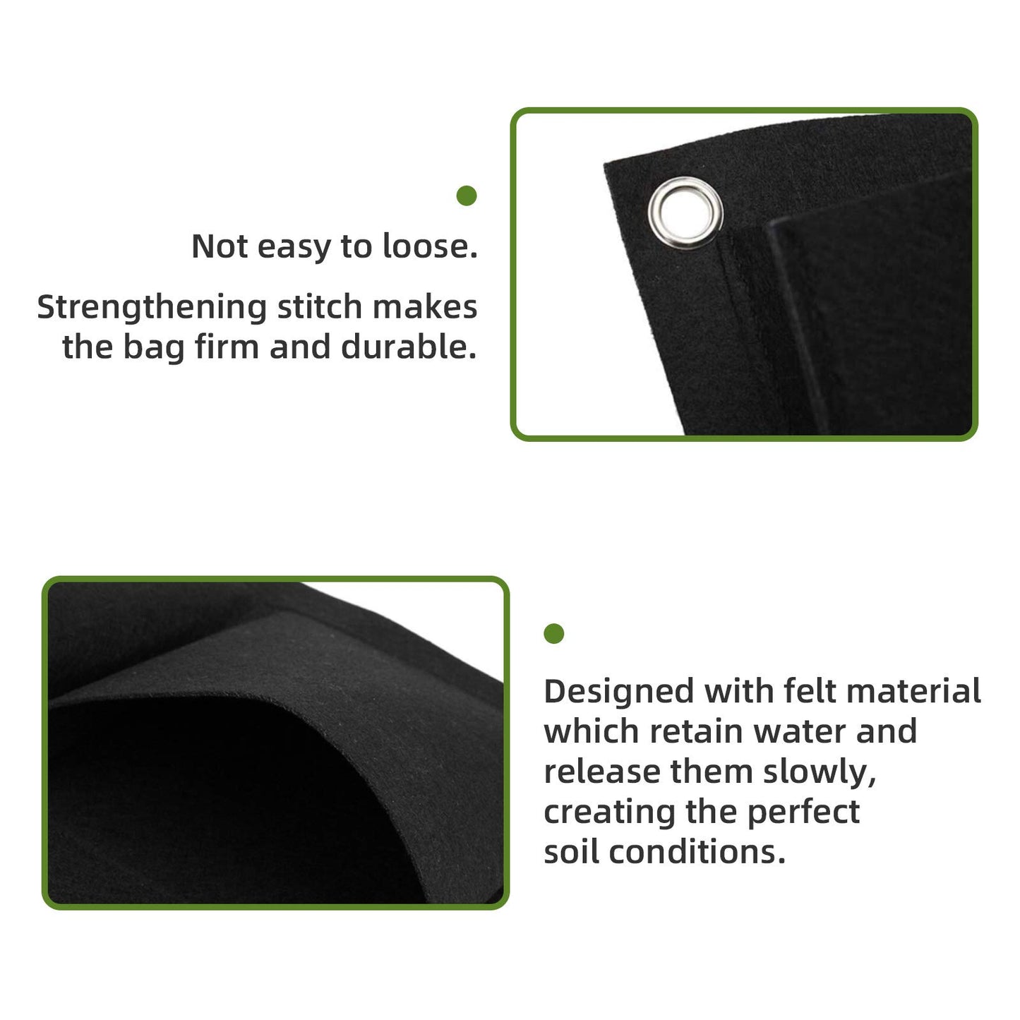 WHATWEARS Hanging Planting Grow Bags, 18 Pockets Hanging Vertical Wall Planter Wall Mounted Grow Bag Outdoor Indoor Gardening Vertical Greening Flower Container, Planting Bags(1.0 m × 0.5 m, Black)