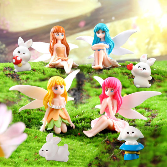 TYXHXTF 7PCS Fairy Garden Accessories, Miniature Fairy, Outdoor Fairy & Rabbit, Garden Ornament, Accessories Outdoor, for Gift Ideas, Patio or Flowerbed Fantasy Decor