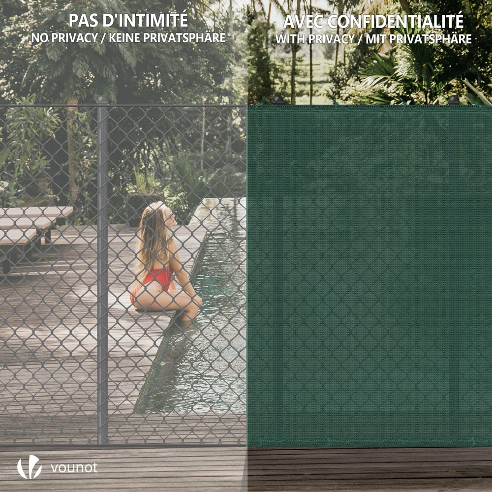 VOUNOT® Privacy Netting 1.8×10m Garden Screening 150 g/m² HDPE Shading Net, 85% Shading Rate UV-resistant, Tear-Resistant Windbreak Fencing with Holes and Cable Ties, Green