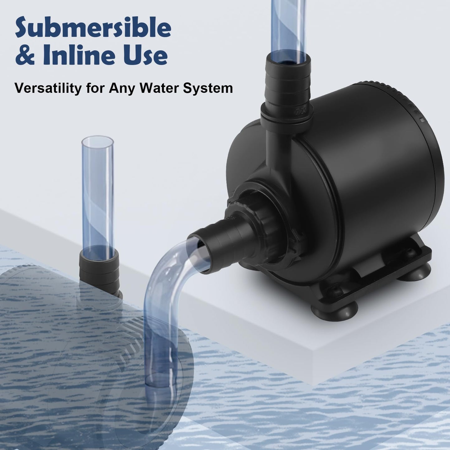 BAITAI Submersible Water Pump, 2000L/H 35W Ultra Quiet Aquarium Water Pump with Flow Control and Dry-Run Protection, Fountain Pump for Fish Tank, Pond, Hydroponics, and Water Features with 4 Nozzles