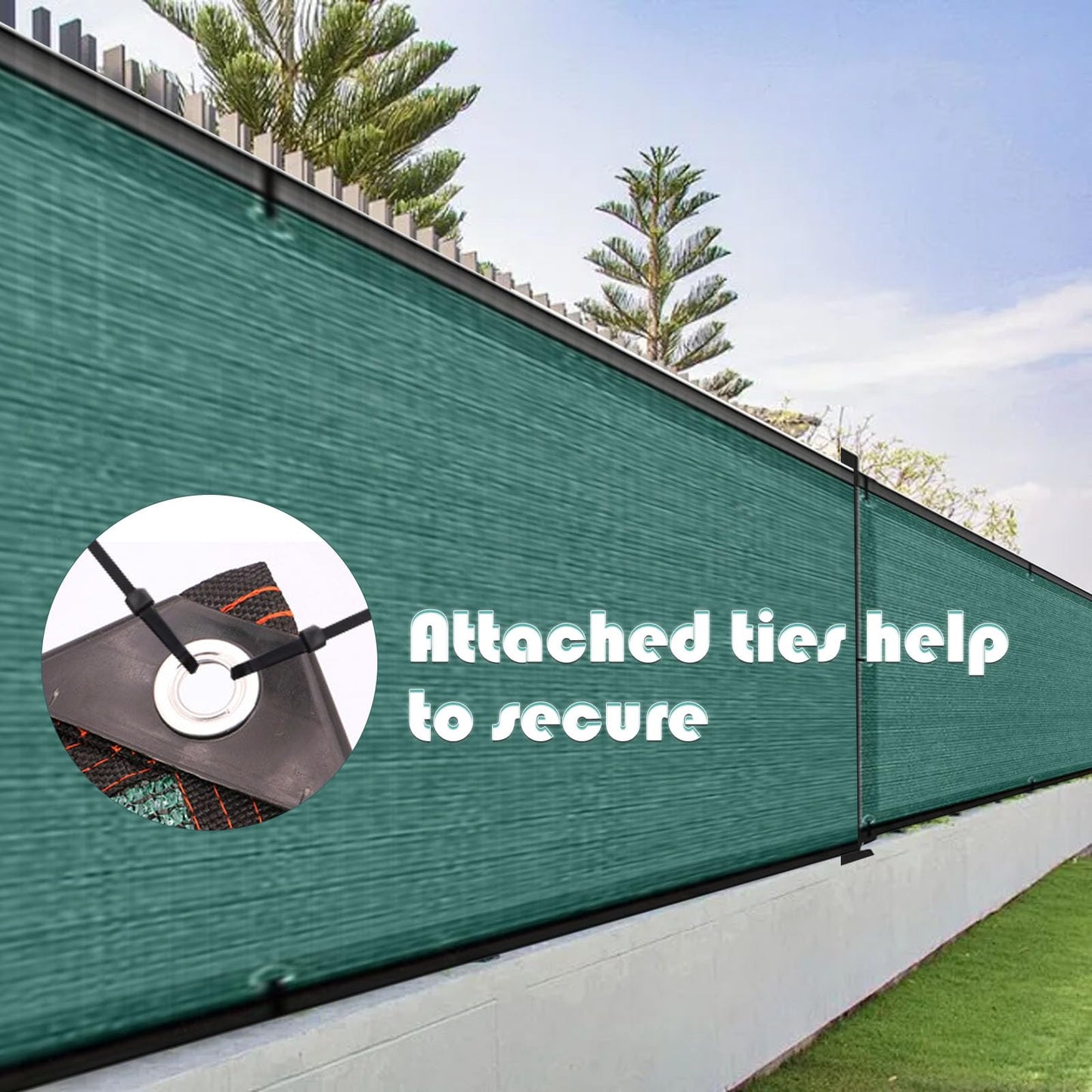 ToKinCen 2mx5m Garden Privacy Netting, Privacy Fence Screening 90% HDPE Outdoor Shading Net, Fence Screening UV-Resistant Tear-Resistant Shading Net with Cable and String