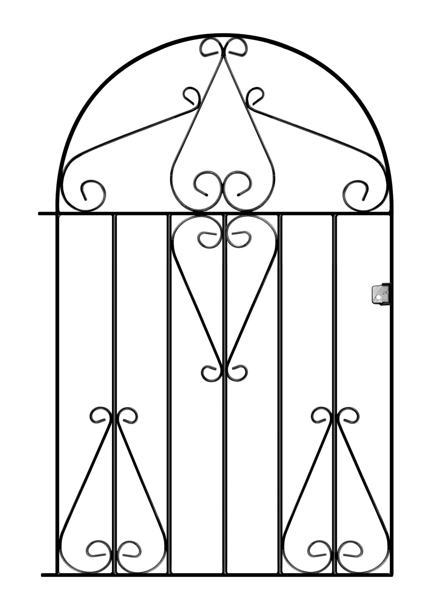 Classic Scroll Low Bow Top Metal Garden Gate Galvanised Wrought Iron Style Swing Gate (838mm Gap x 1181mm High CLBZP51)