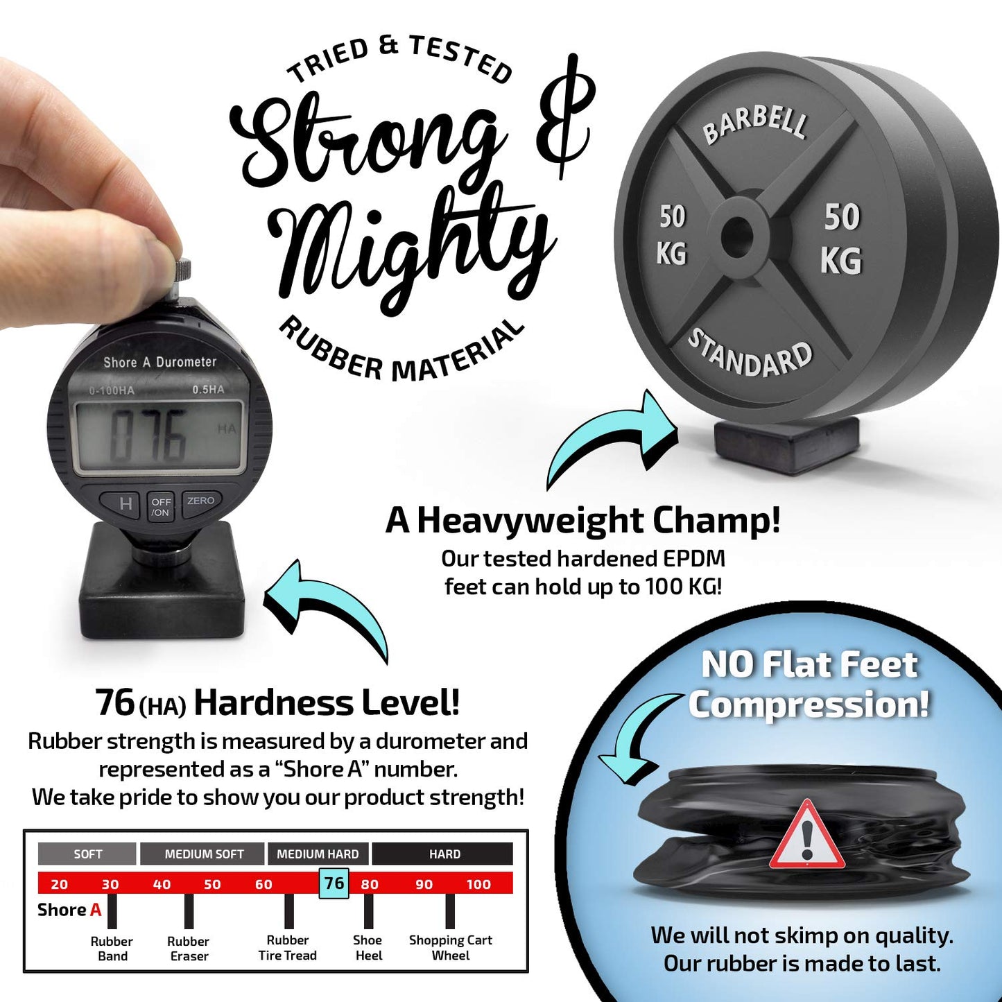 The Garden Gecko Invisible Pot feet for outdoor plant pots and flowers, solid rubber risers with a custom non-slip square surface grip | 21 POT FOOT - 21 STRONG ADHESIVE PADS.