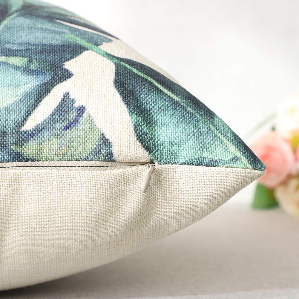 Artscope Set of 4 Decorative Cushion Covers 45x45cm, Tropical Plants Waterproof Throw Pillow Covers, Perfect to Outdoor Patio Garden Bench Living Room Sofa Farmhouse Decor