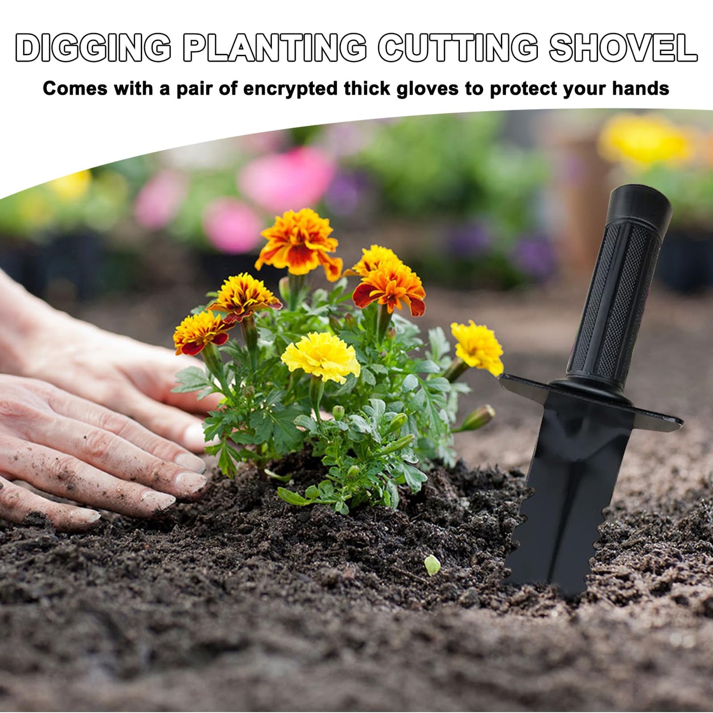 Garden Trowel with Gloves - Heavy Duty Spades for Gardening, Garden Spade for digging, Camping Shovel, Small Mini Hand Shovel, Metal Detecting Spade, Survival Outdoor Digging Tools Accessories