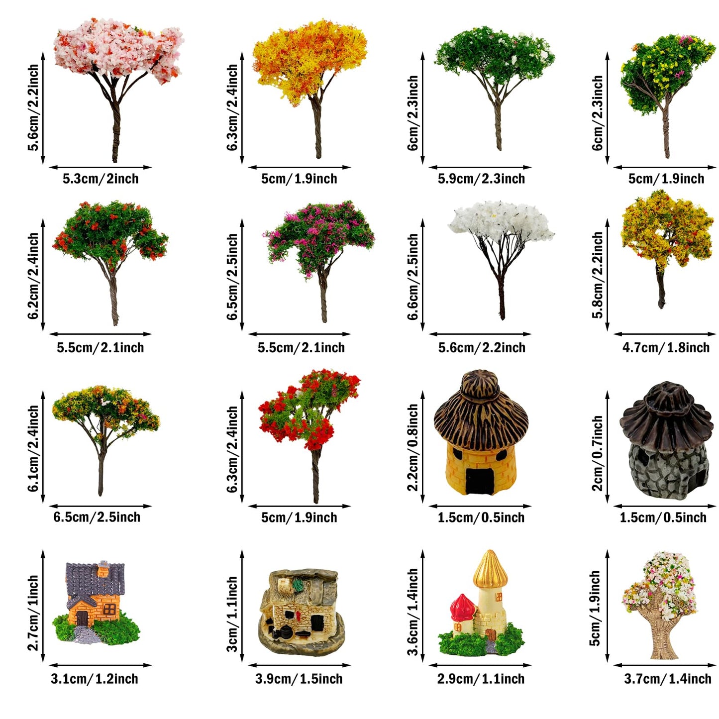 Cayway 83 PCS Fairy Garden Accessories Outdoor, Fairy Garden Supplies Micro Landscape Decoration, Mixed Model Trees for DIY Craft Garden Decoration