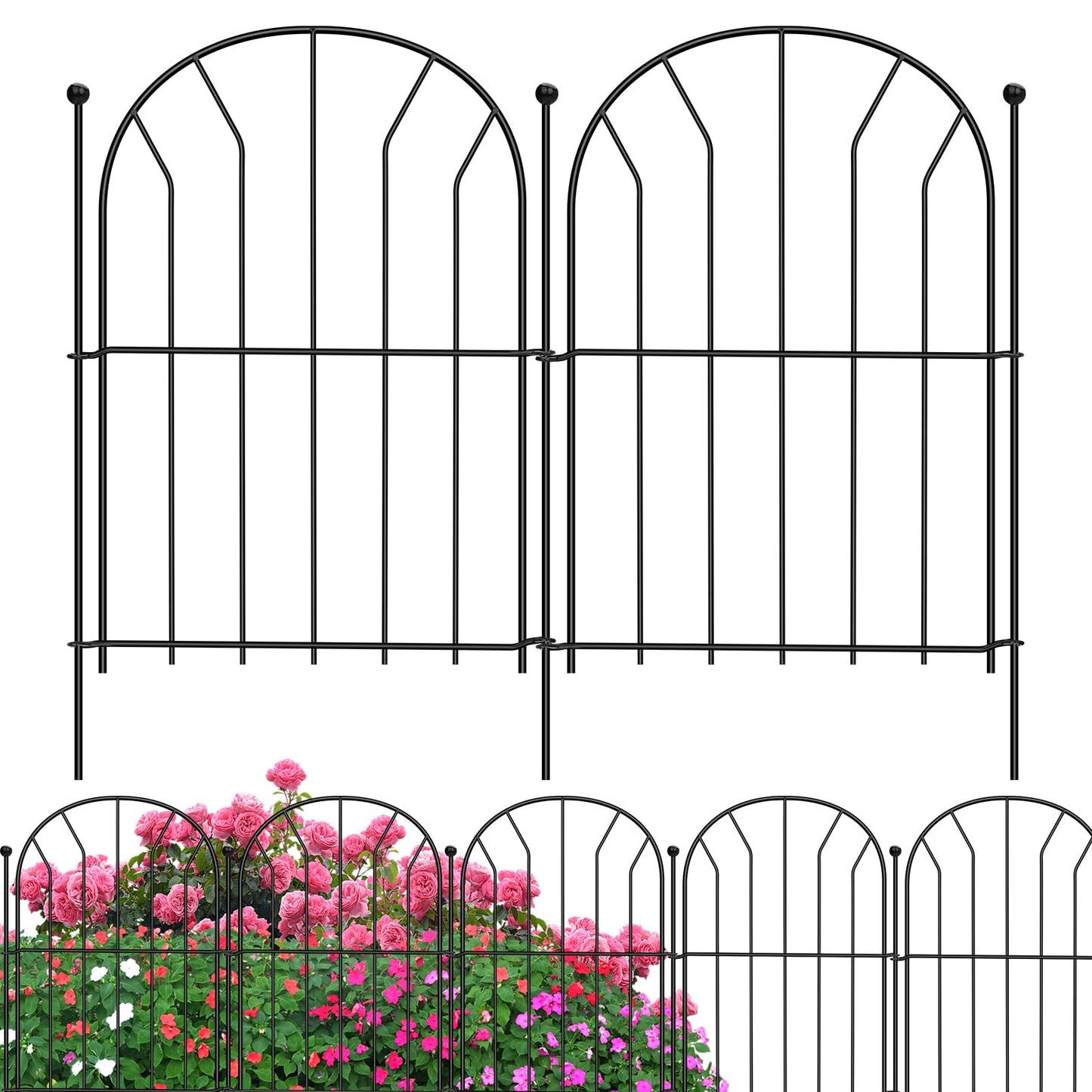 zycBernoi New Garden Fence Animal Barrier, 310 CM (L) x 44 CM (H) Arched Rustproof Metal Fence No Dig Border Fence, Ground Stake Animal Barrier Fence for Rabbit Dog, Outdoor Decor for Yard & Patio