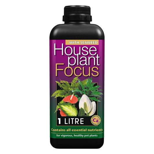 Houseplant Focus Concentrated Liquid Fertiliser, 1 Litre - Growth Technology Fertiliser for Indoor Plants - Professional Grade House Plant Food Concentrate with Kelp Seaweed Extract - Makes 200L